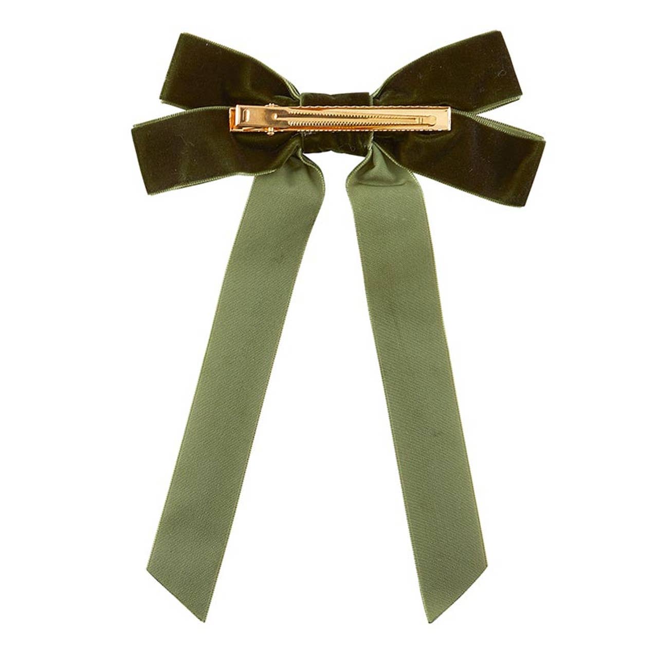 Bella Sleep + Spa - Velvet Bow Clip Set - Brown/Green