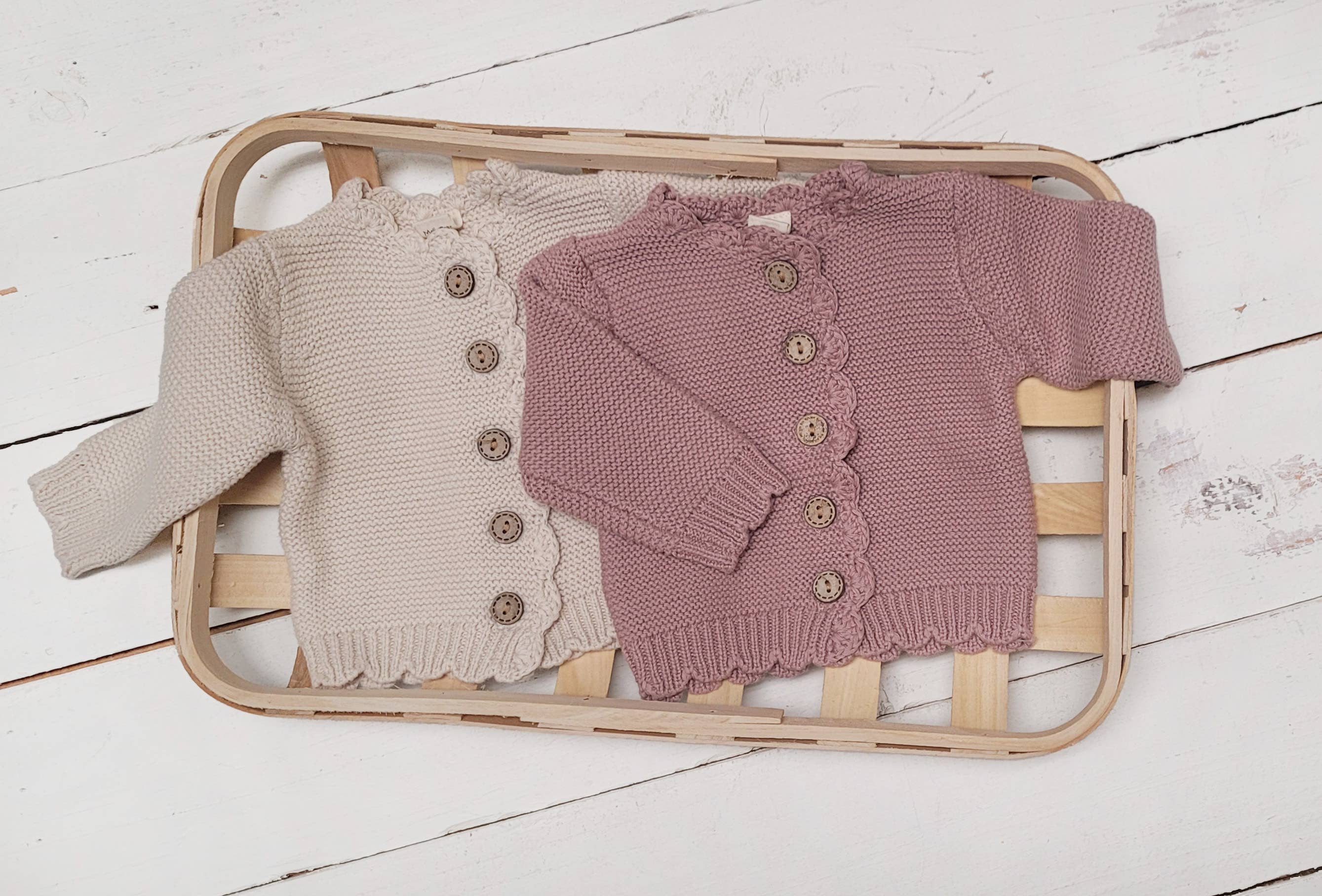 OLIVE & CRADLE - Baby Girl Sweater Cardigan Cotton Knit Dressy top SOPHIA