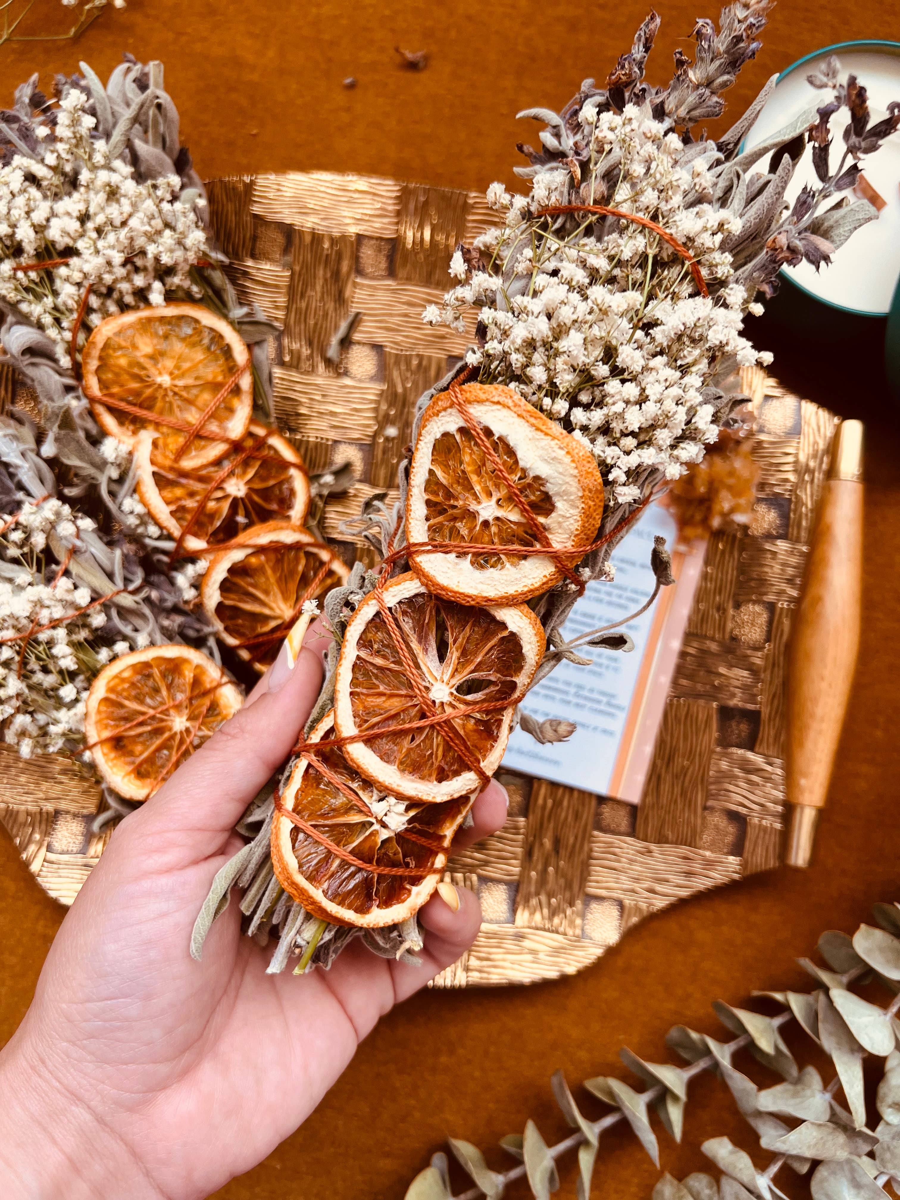 The 12th Moon - CITRUS HARVEST Sage Bundle - SEASONAL Smudge - FALL + WINTER