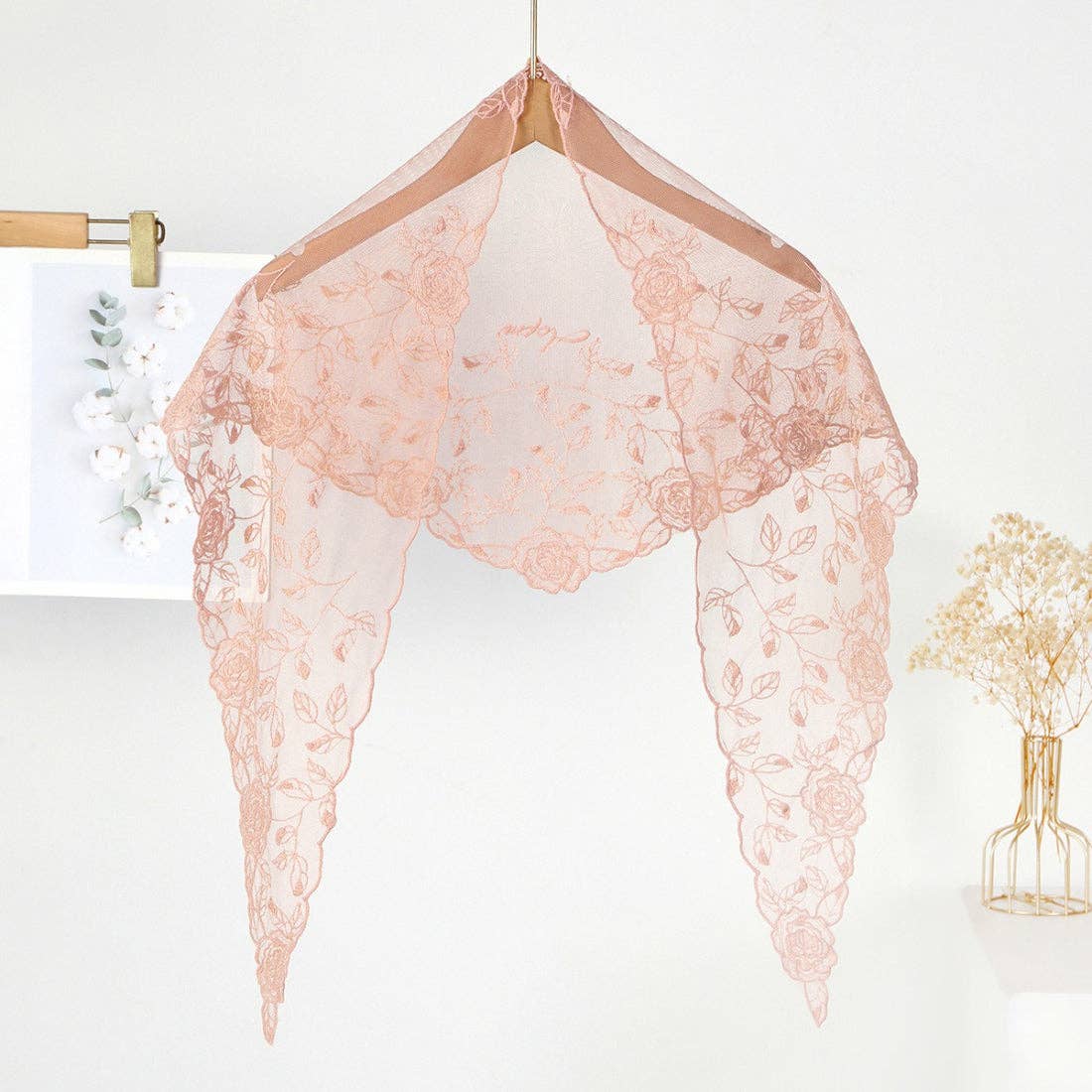 Funkyrel® Atzbranding Limited - Scarvii - Romantic Rose Mesh Triangle Scarf