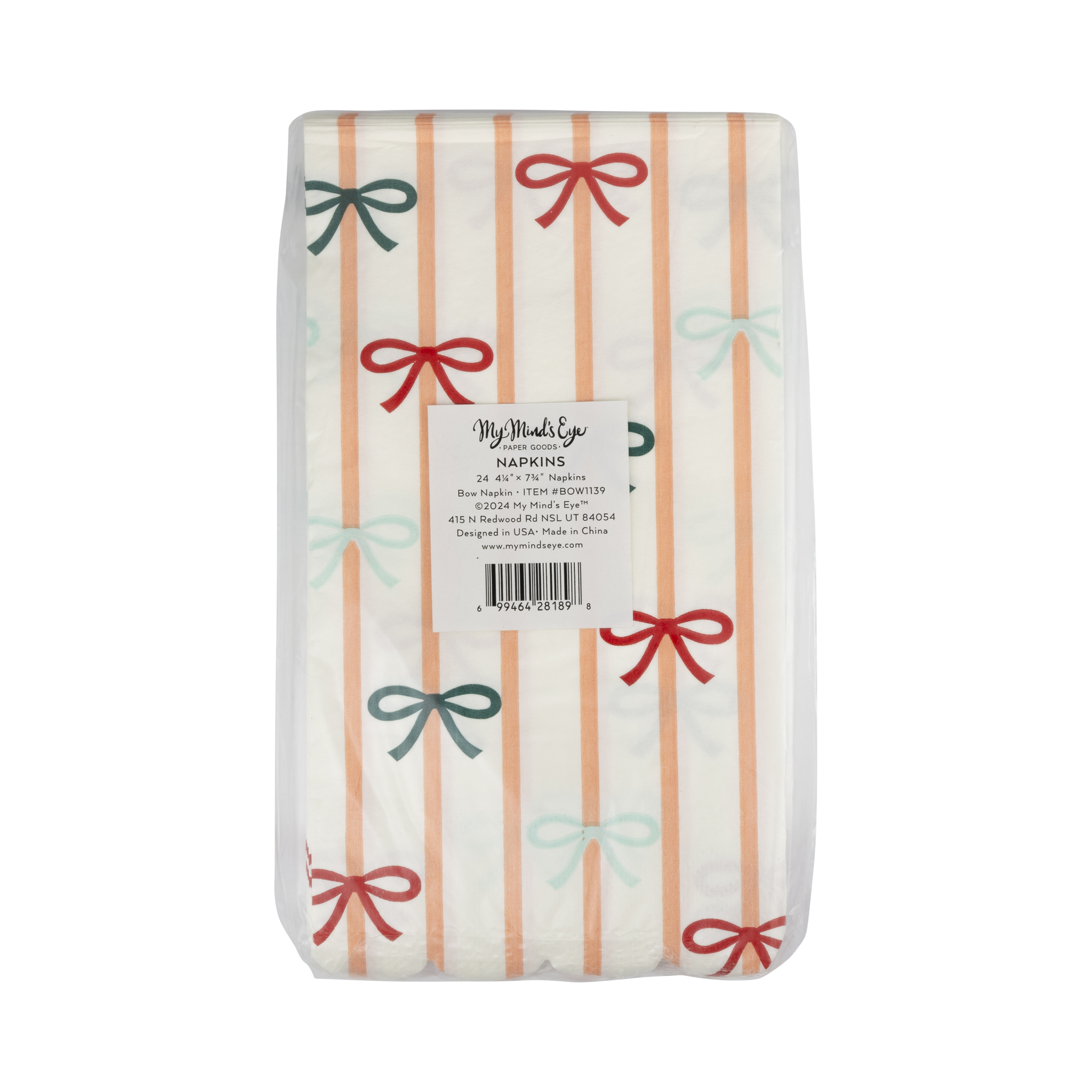 My Mind’s Eye - BOW1139 - Bows and Stripes Scalloped Dinner Napkin