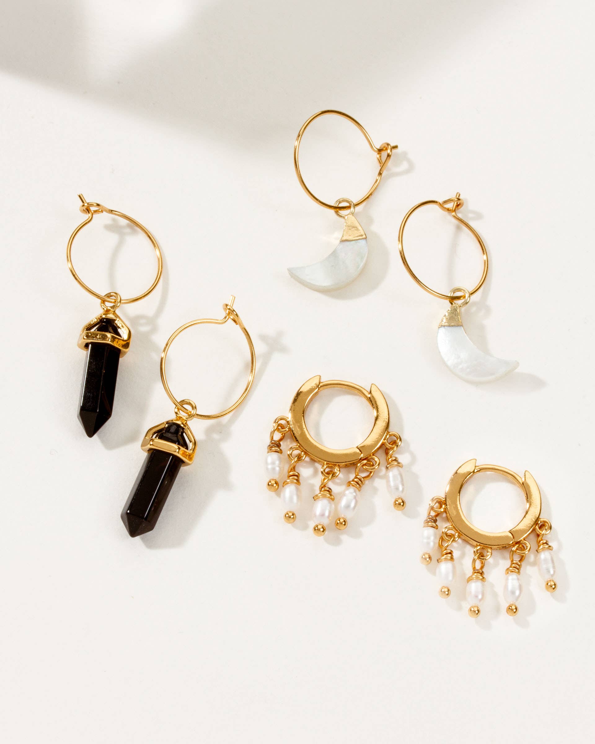 Luna Norte - 1 2 3 Earring Set- Onyx, Pearl, Mother of Pearl