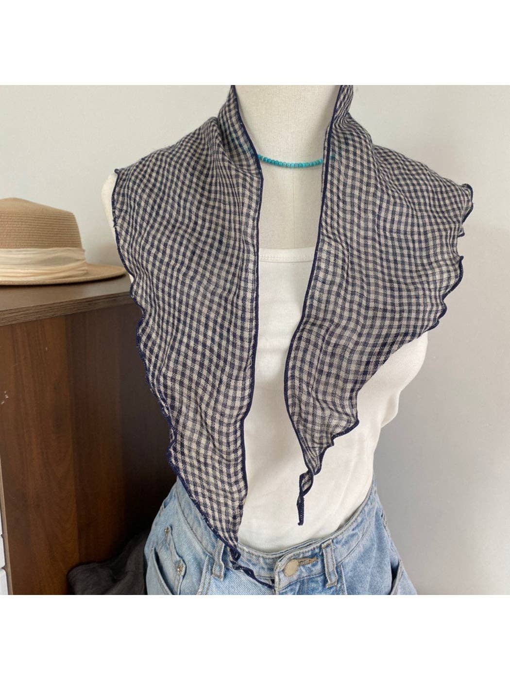 Funkyrel® Atzbranding Limited - Scarvii - Gingham Check Triangle Scarf