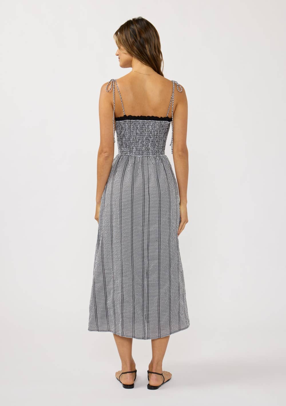 Lovestitch - Smocked Gingham Midi Dress