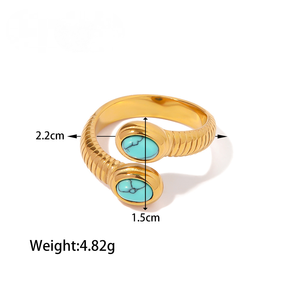 Mio Queena - 18K Gold-plated Stainless Steel Inlaid Stone Rings - FGS/CS