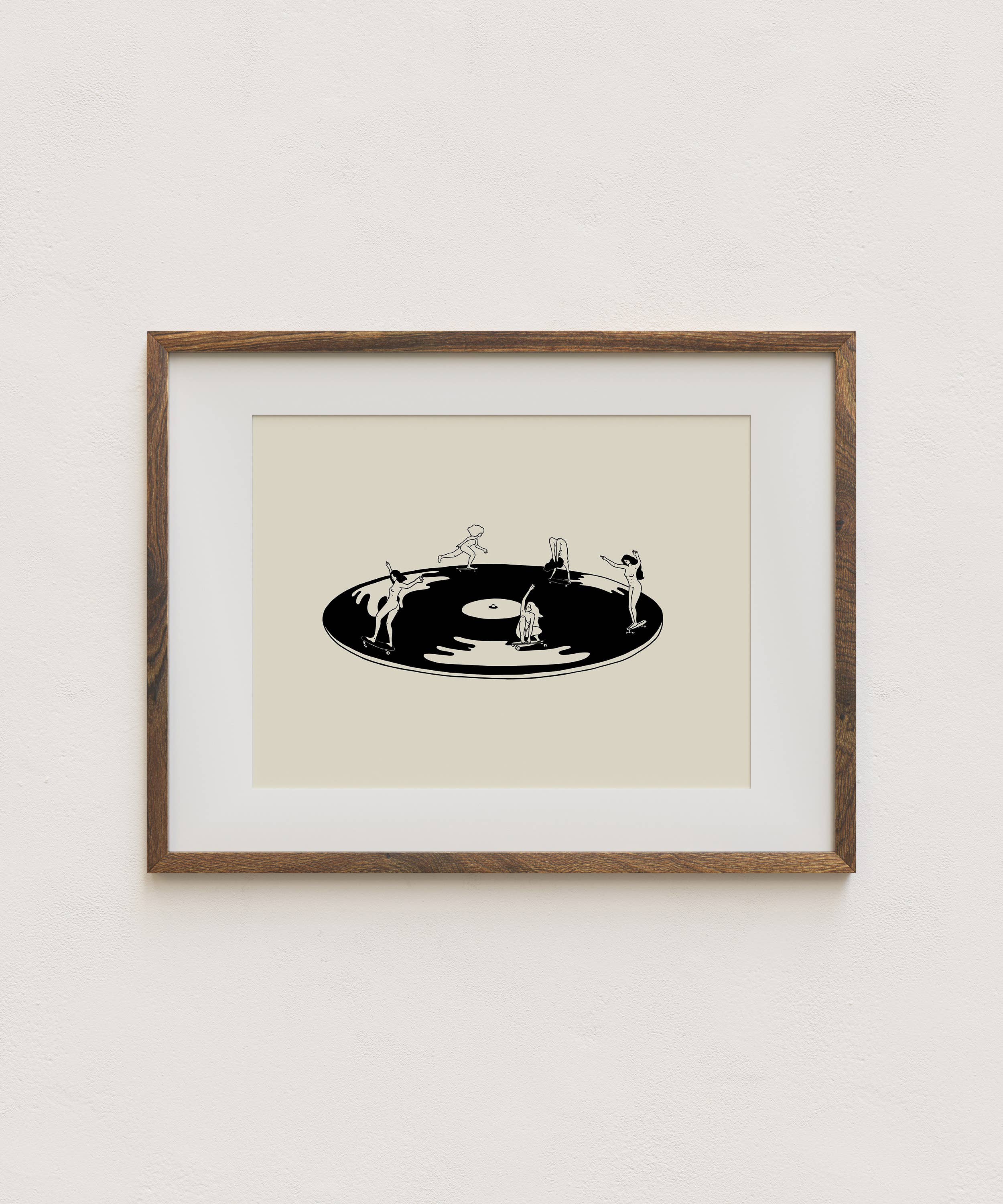 Tumbleweed Design Studio - Skate Session on Vinyl Record Minimal Art Print