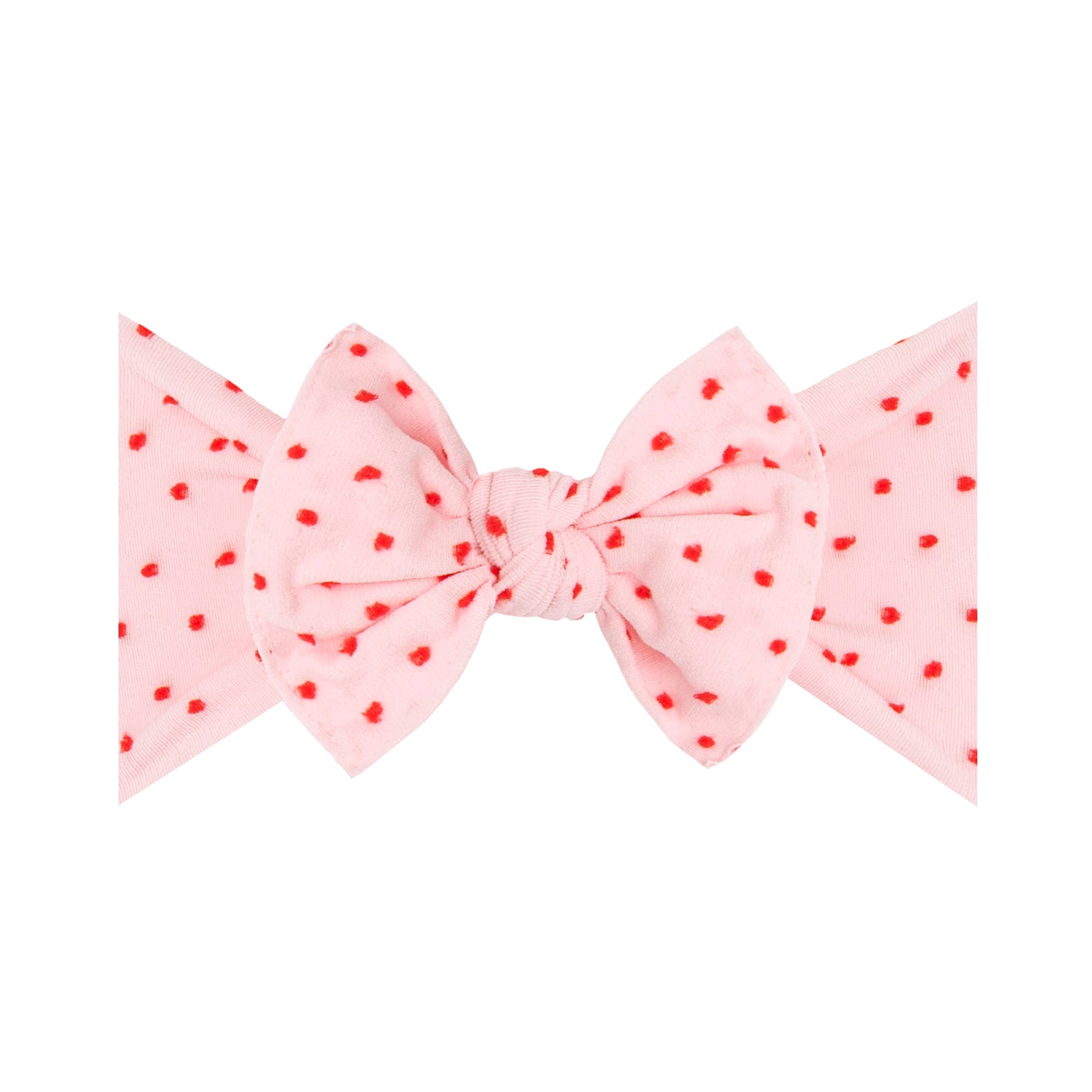 Baby Bling Bows - Shabby Dot Knot soft nylon headband: Pink/Red Dot