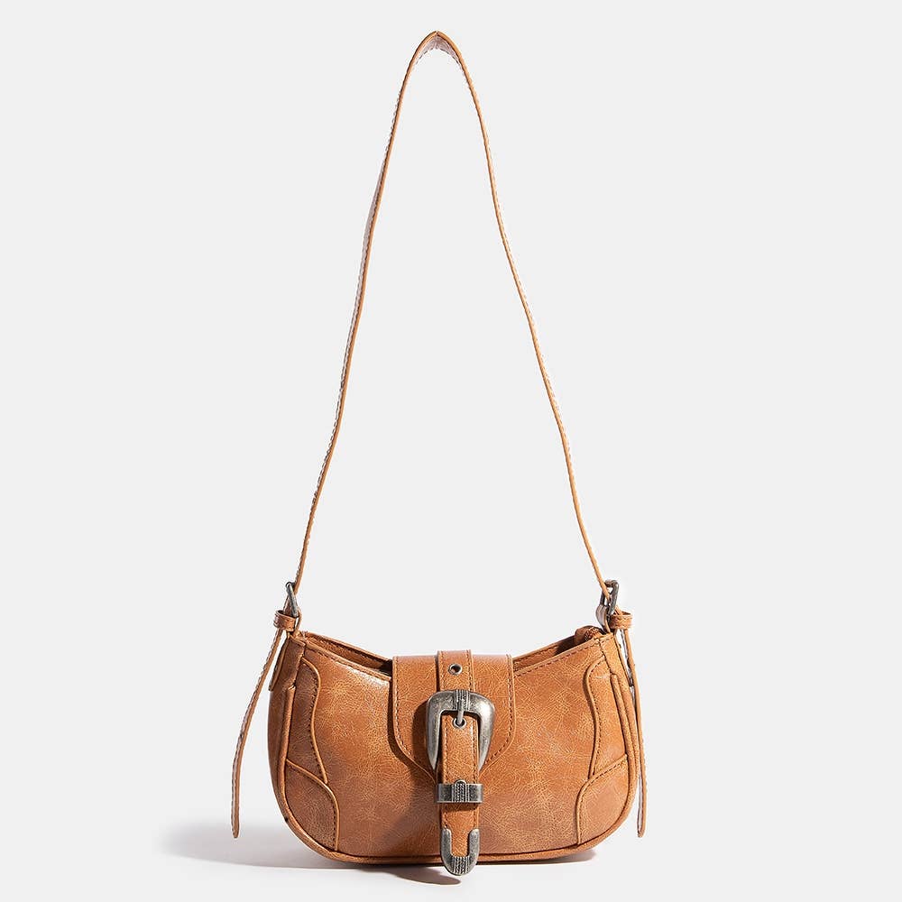 Collections by Fame Accessories - Western Buckle Accent Multi Panel Shoulder Bag