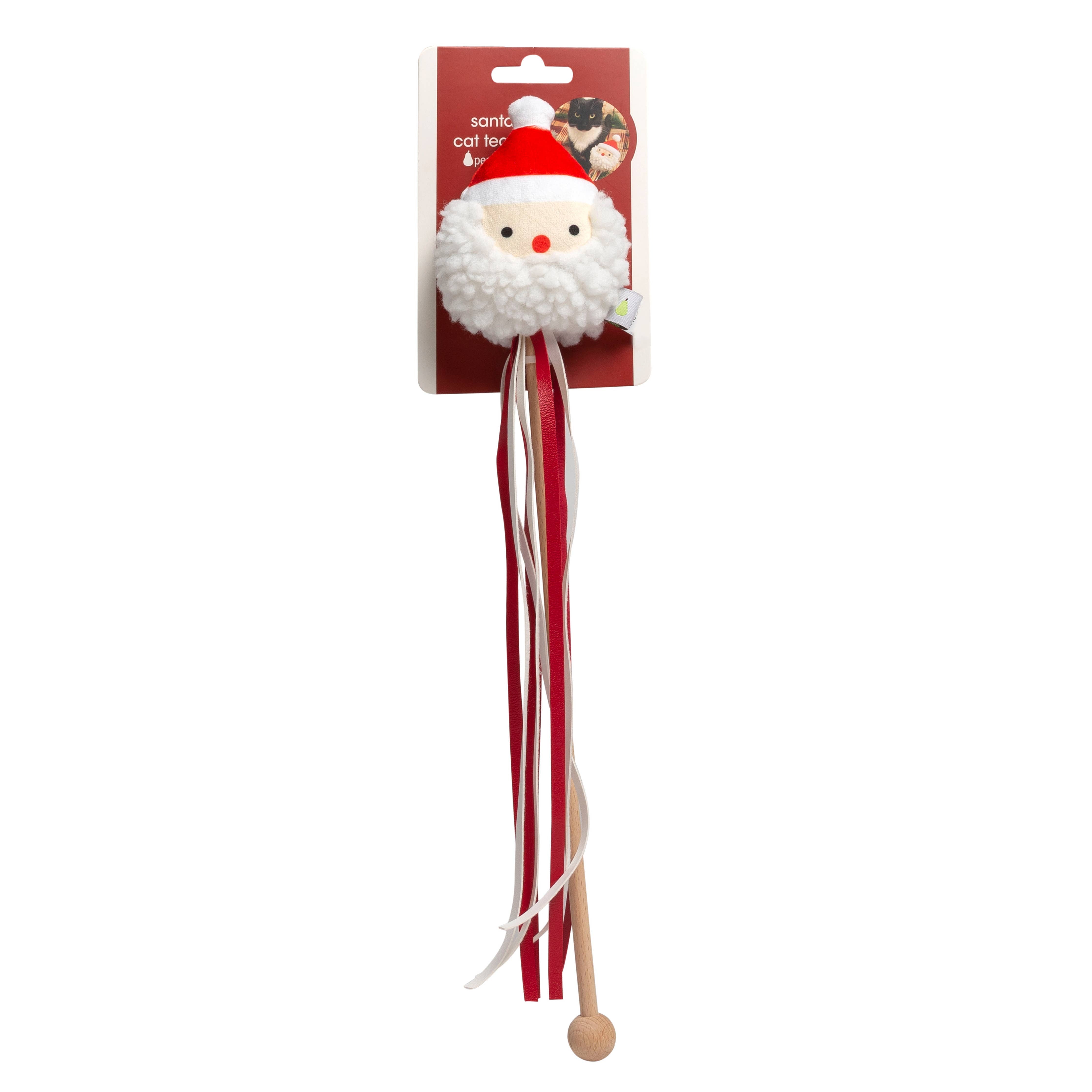 Pearhead - Holiday Santa Cat Christmas Teaser Wand Toy