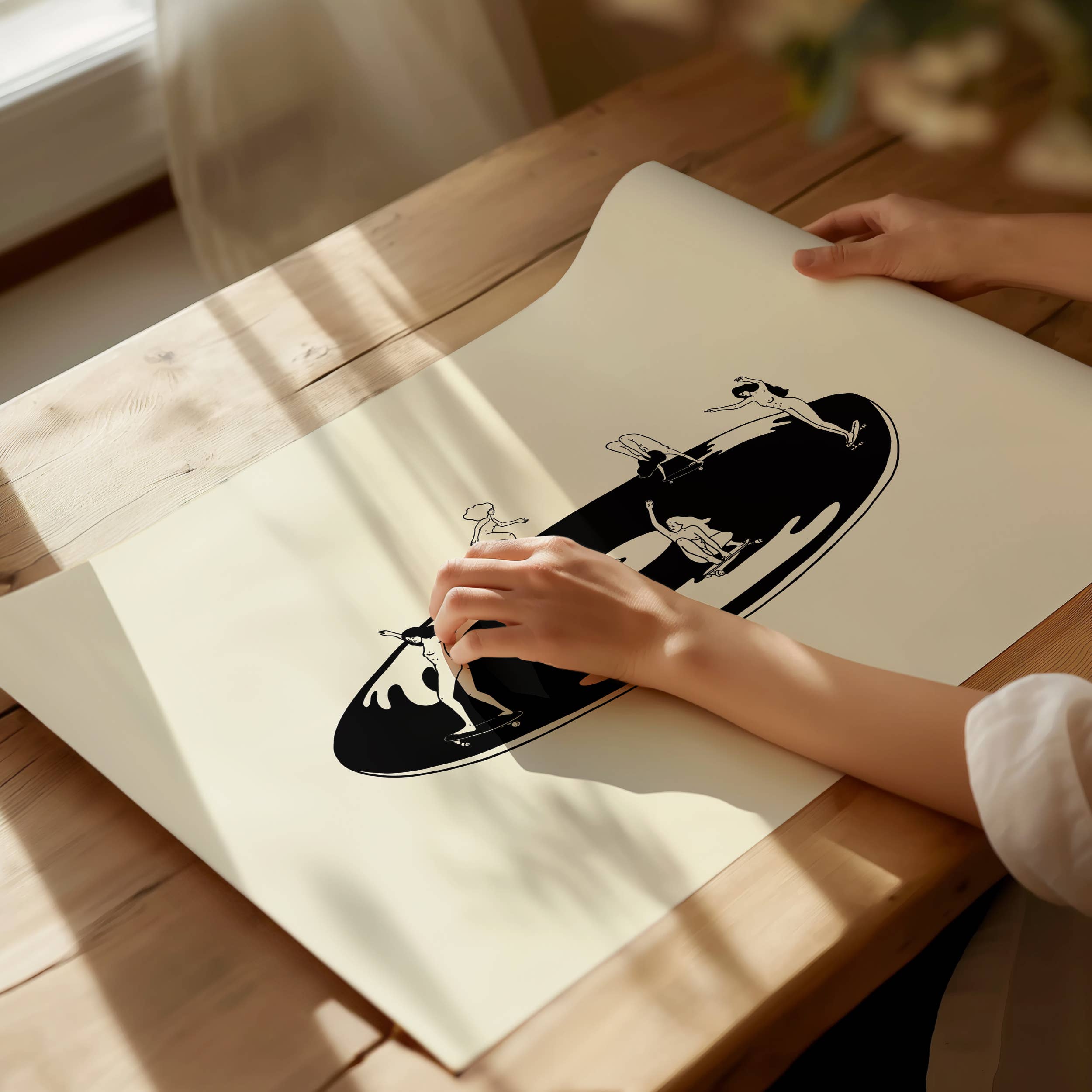 Tumbleweed Design Studio - Skate Session on Vinyl Record Minimal Art Print