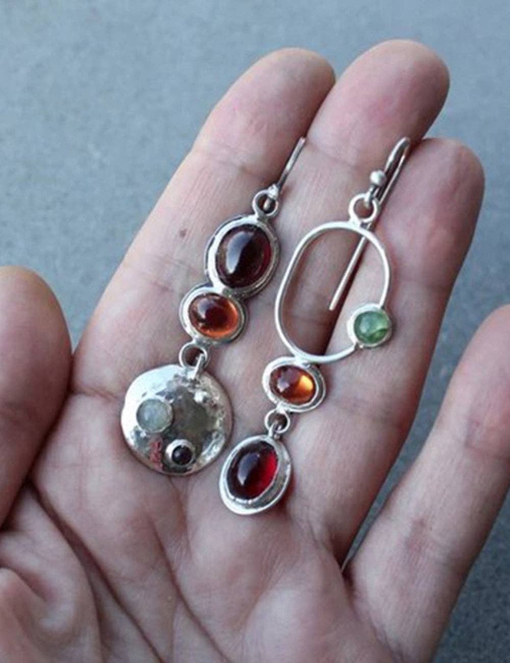 Dipped Shop - Retro Geometric Sparkling Cubic Zirconia Drop Earrings