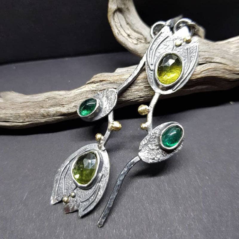 Dipped Shop - Retro Geometric Sparkling Cubic Zirconia Drop Earrings