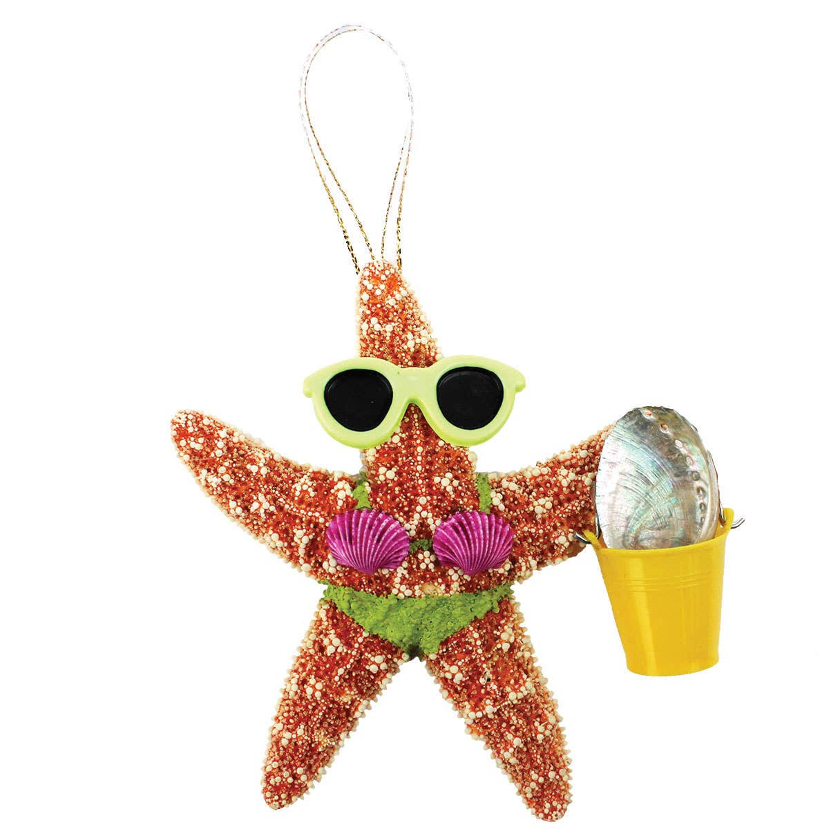 California Seashell Company - Beach Girl Bucket Sugar Starfish Ornament