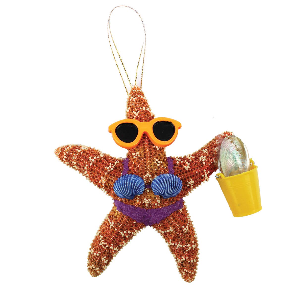 California Seashell Company - Beach Girl Bucket Sugar Starfish Ornament