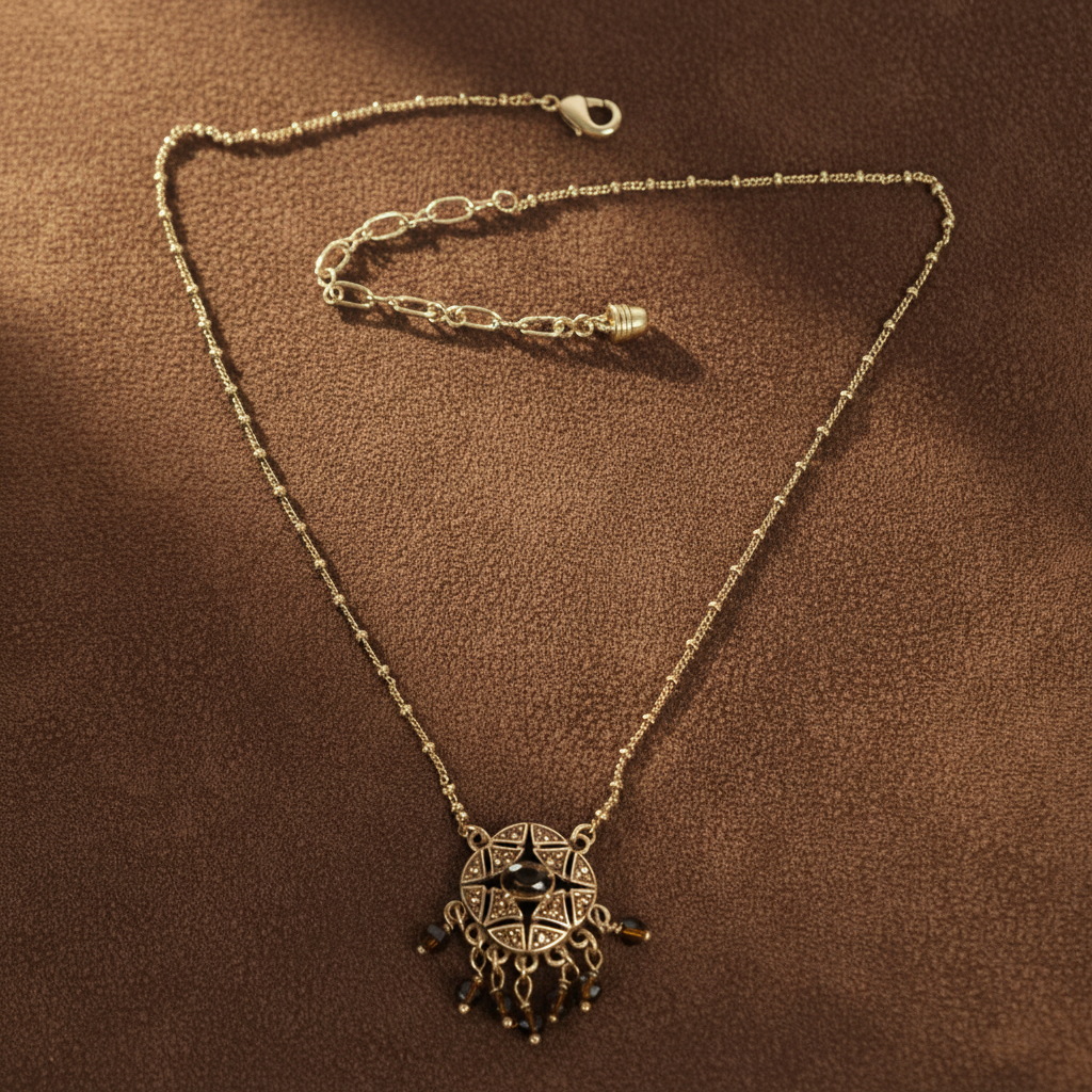 GirlyPirateCo - Vintage 18K Gold-Plated Brown Crystal Choker Necklace