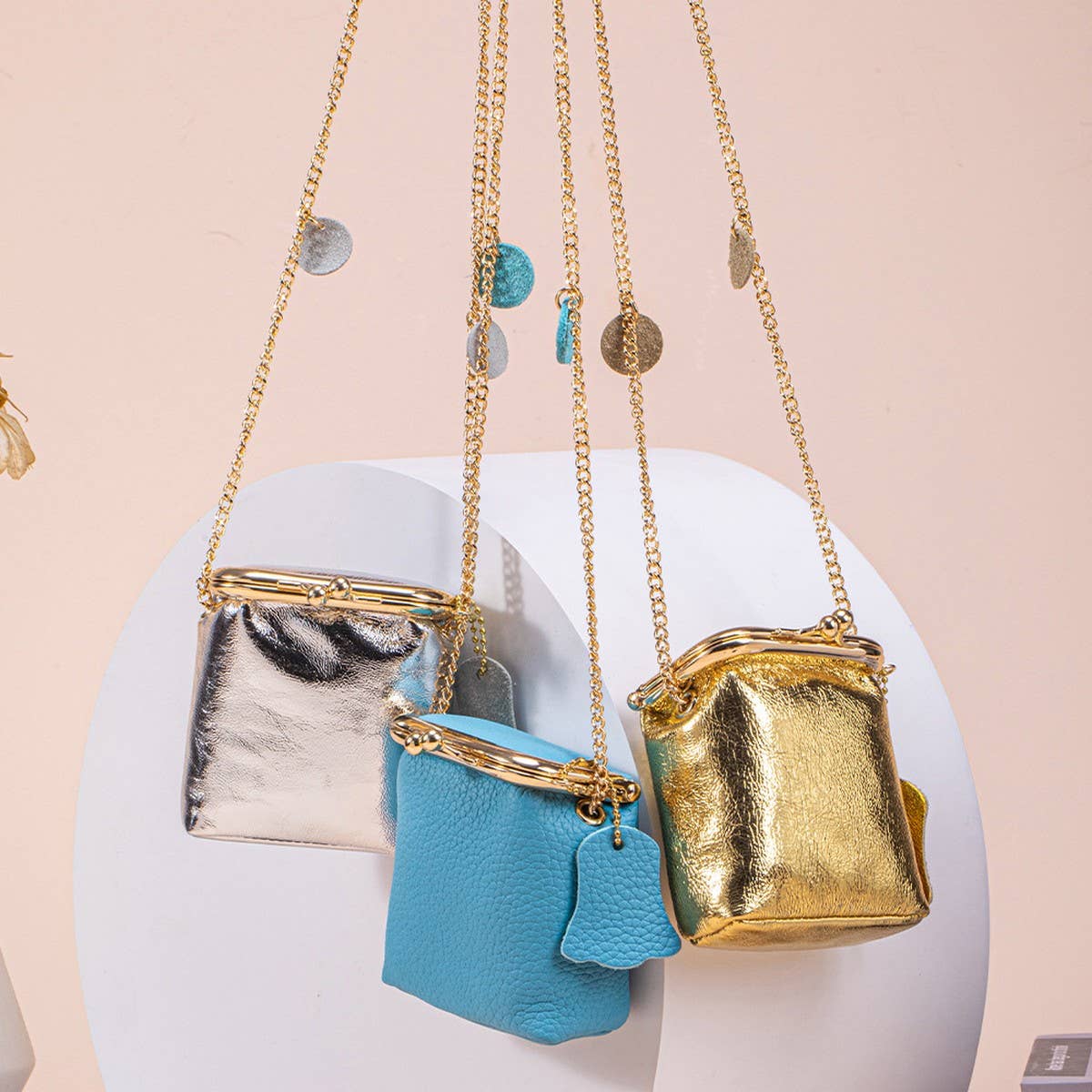 Mini Leather Chain Bag – Cute Multi-Use Pouch