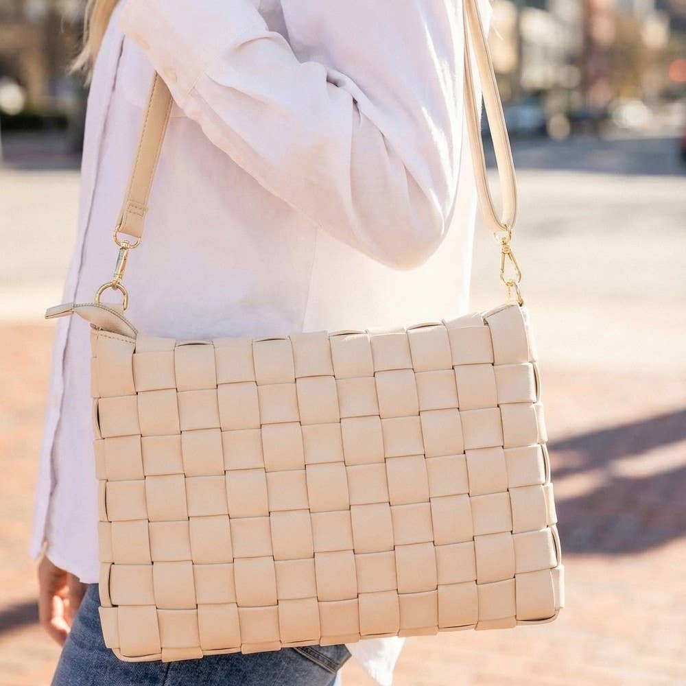 Collections by Fame Accessories - Woven Vegan Leather Wristlet Clutch Bag