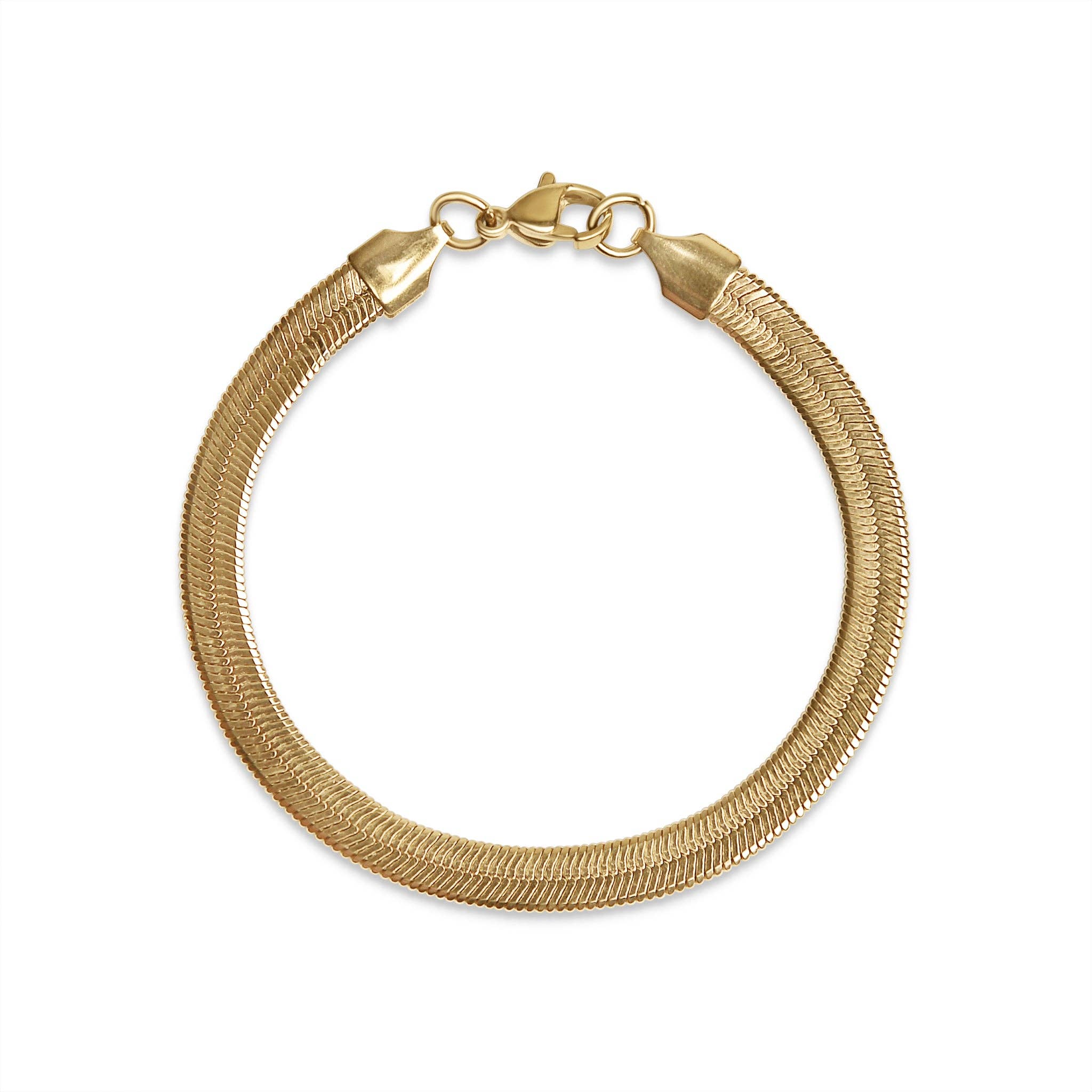 WJW - 18K Gold Herringbone Chain Bracelet