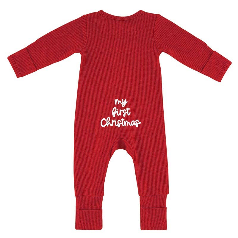 Stephan Baby by Creative Brands - Waffle Knit Cozy Romper - My First Christmas 0-6 Mo