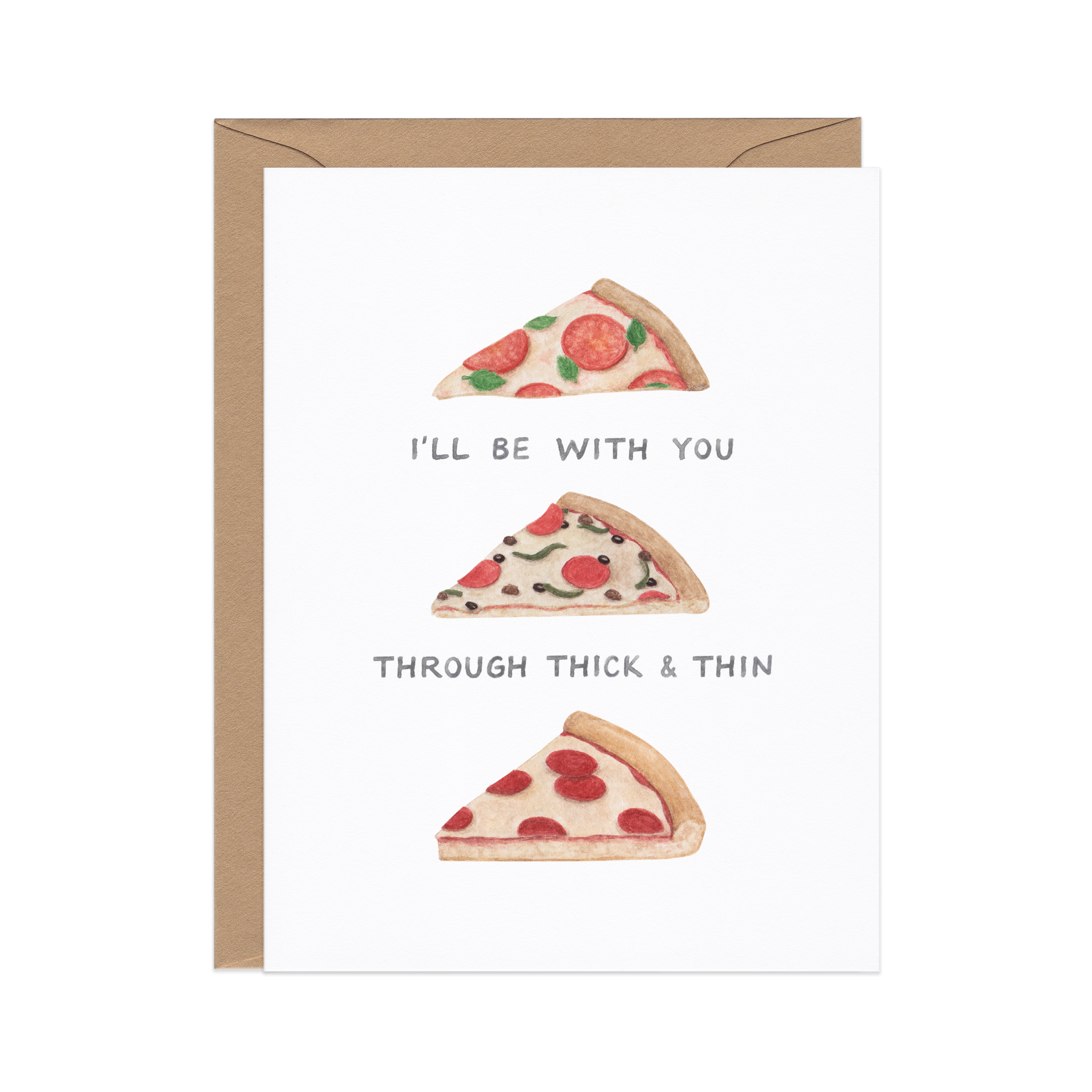 Amy Zhang - Thick And Thin Pizza — Food Pun Friendship Card