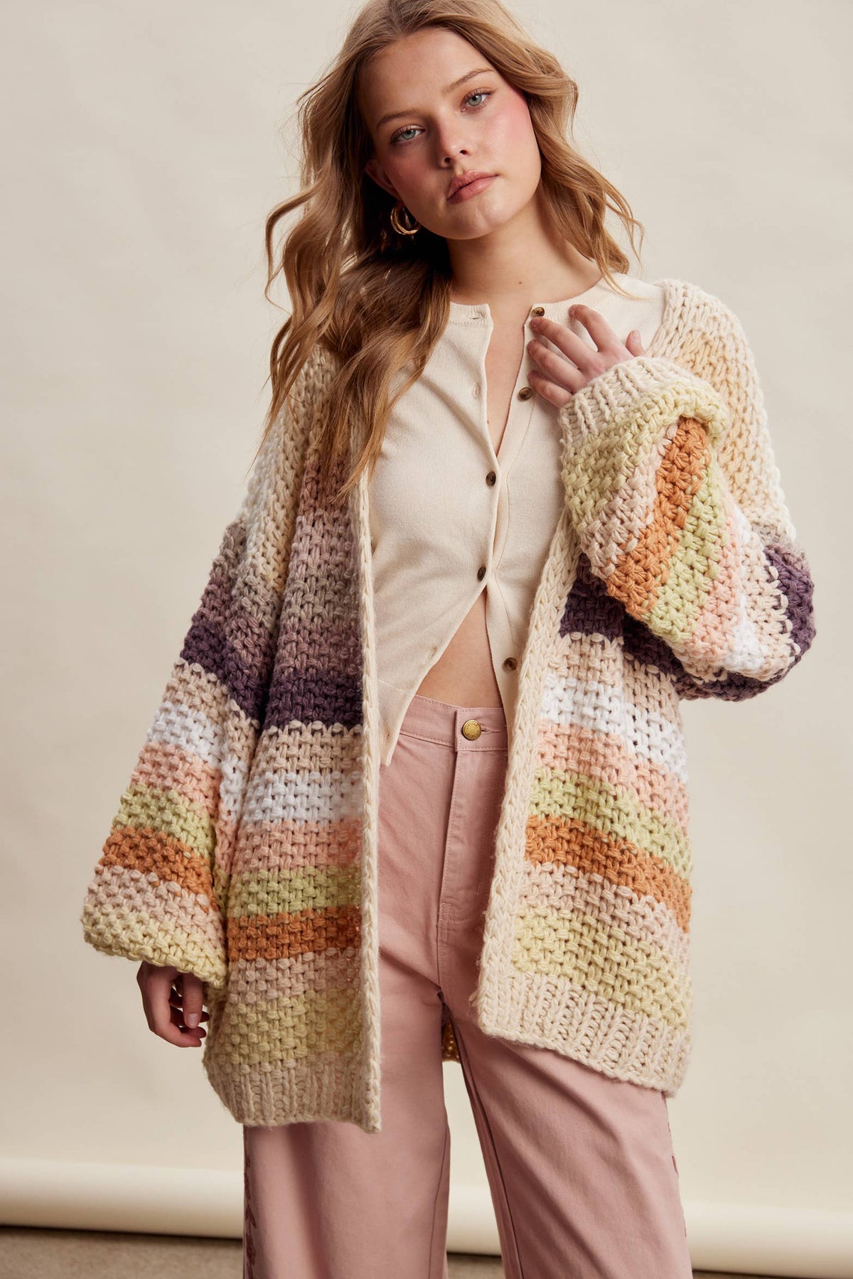 Listicle - Rainbow Hand-Crochet Open Cardigan LSW0620