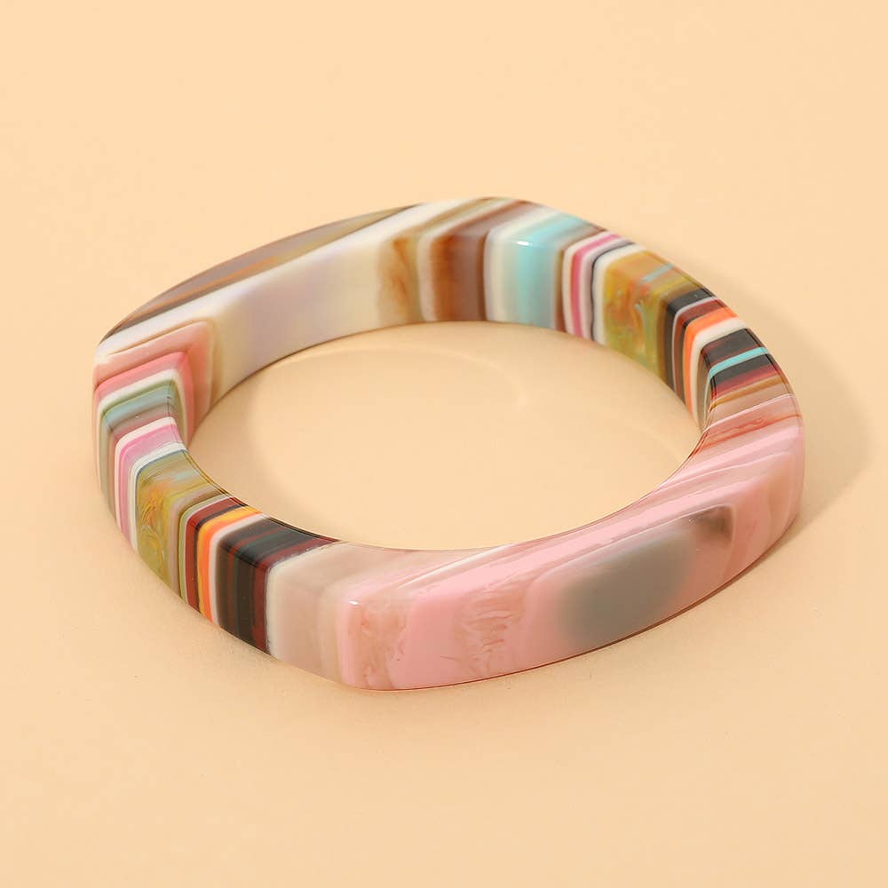 Sensibling Corp. - Geometric Striped Resin Bangle Bracelet