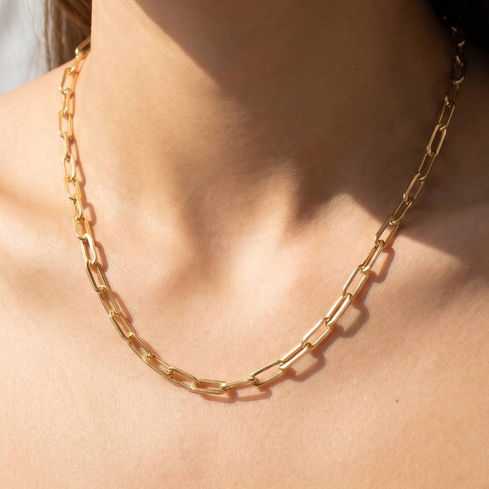 Fame Accessories - Gold Dipped Paperclip Link Chain Necklace