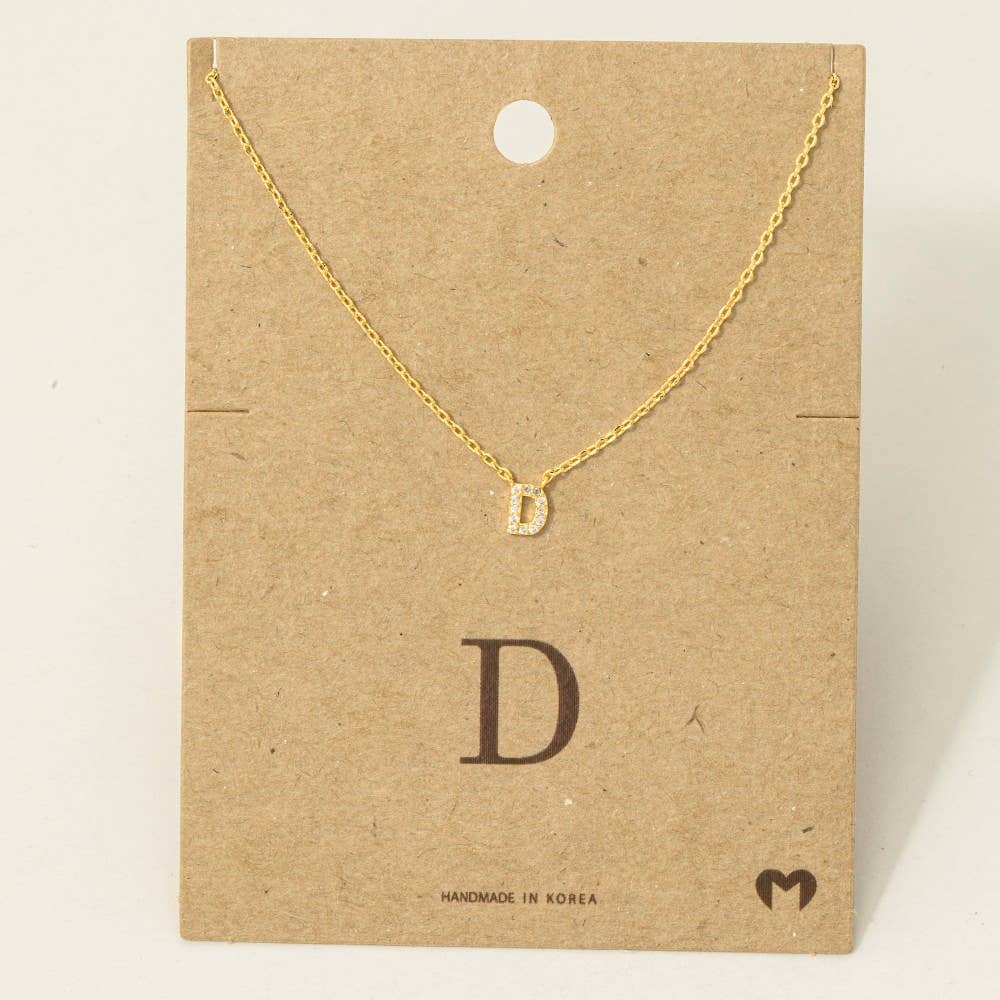 Fame Accessories - Mini Rhinestone Initial Necklace