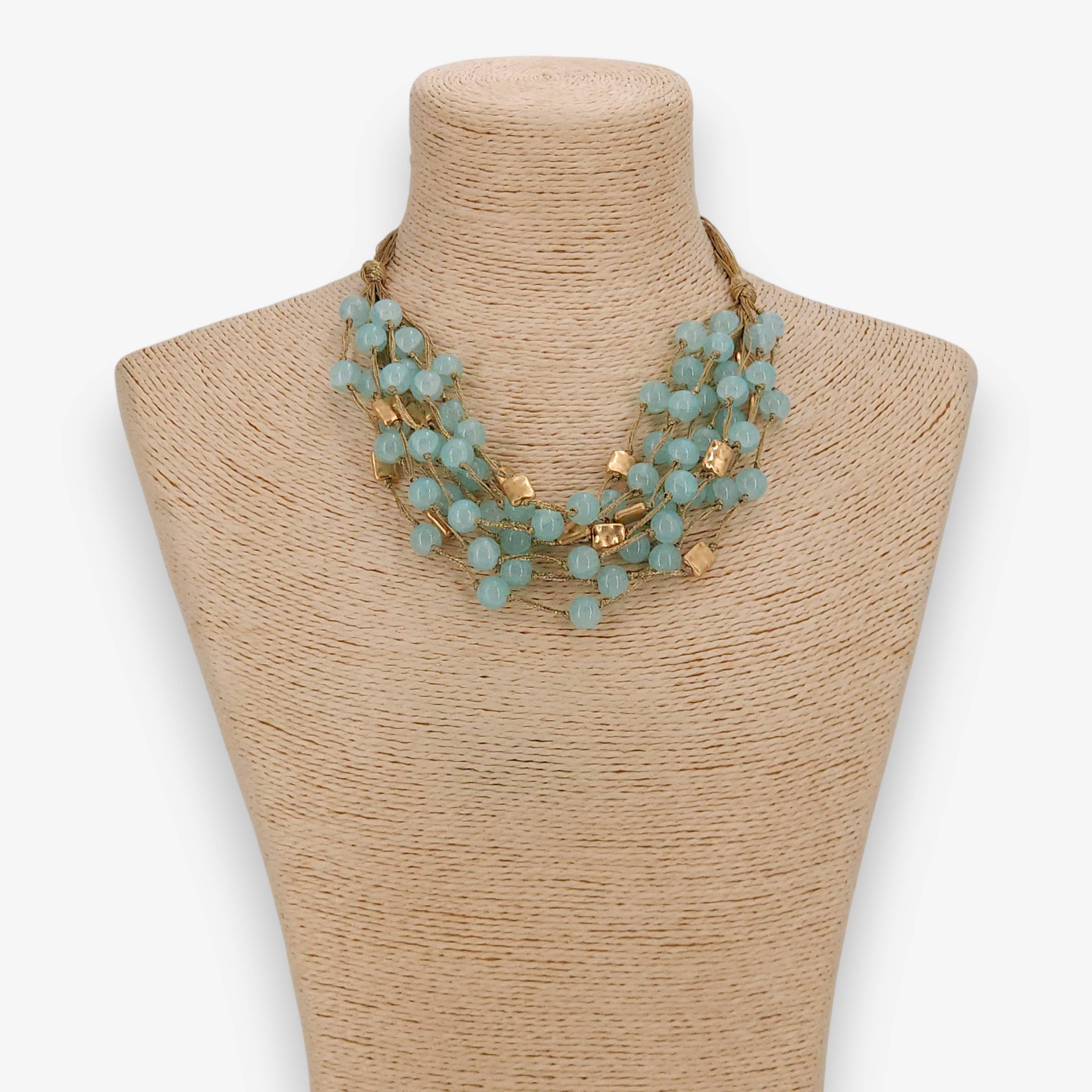 Bijoux Envie Statement Jewelry - Chunky Blue Beaded Necklace | Handmade Statement Jewelry