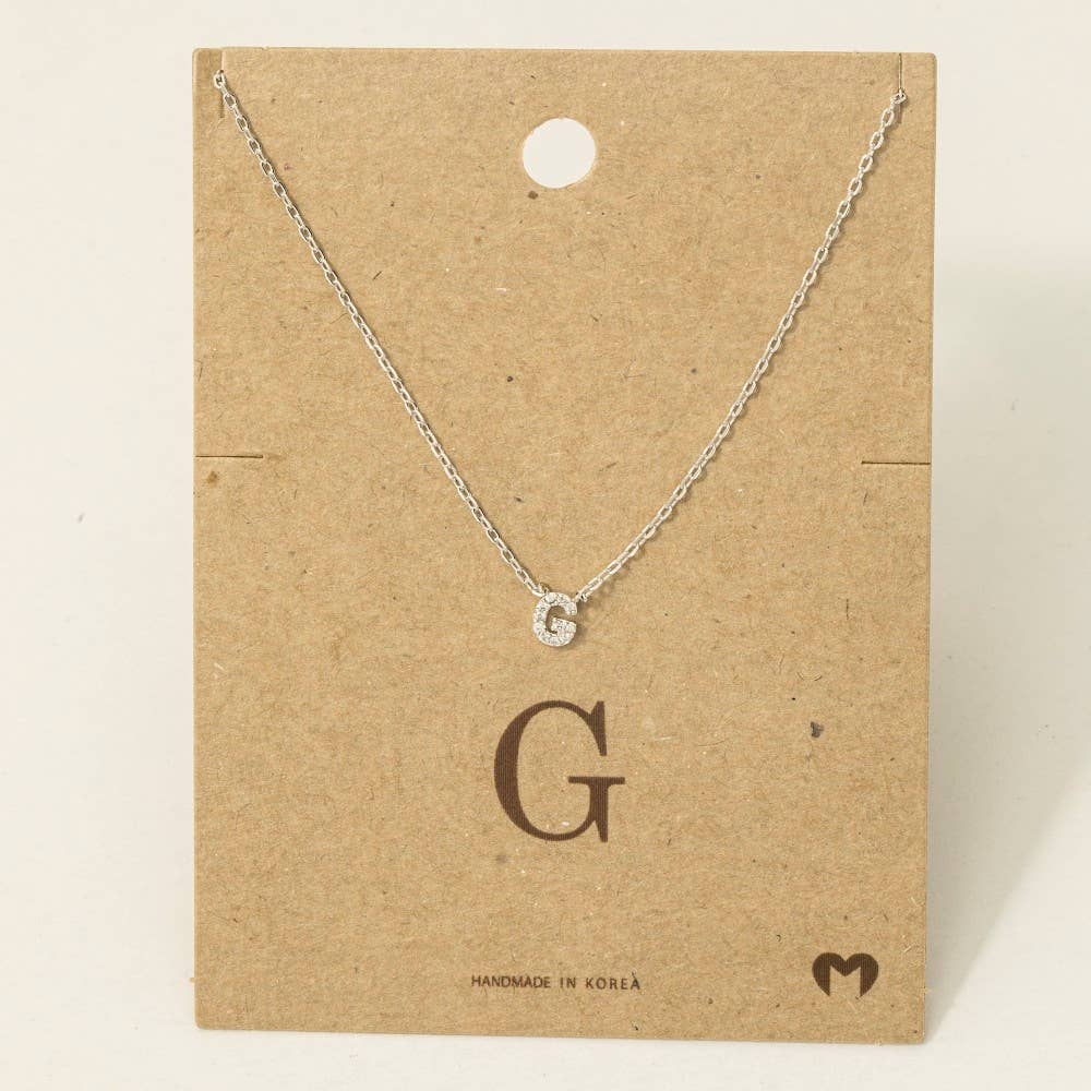 Fame Accessories - Mini Rhinestone Initial Necklace
