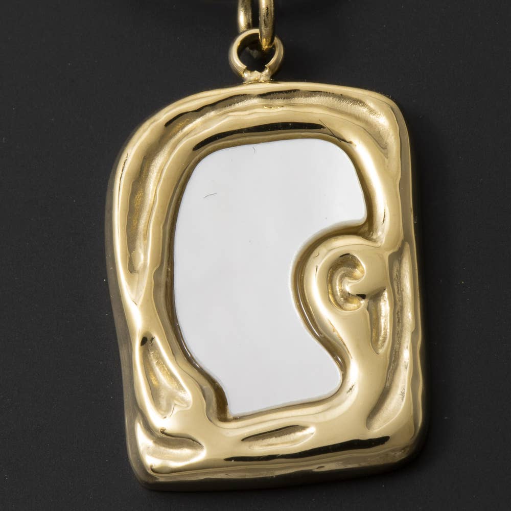 Fame Accessories - Stainless Steel Mother Of Pearl Pendant Necklace