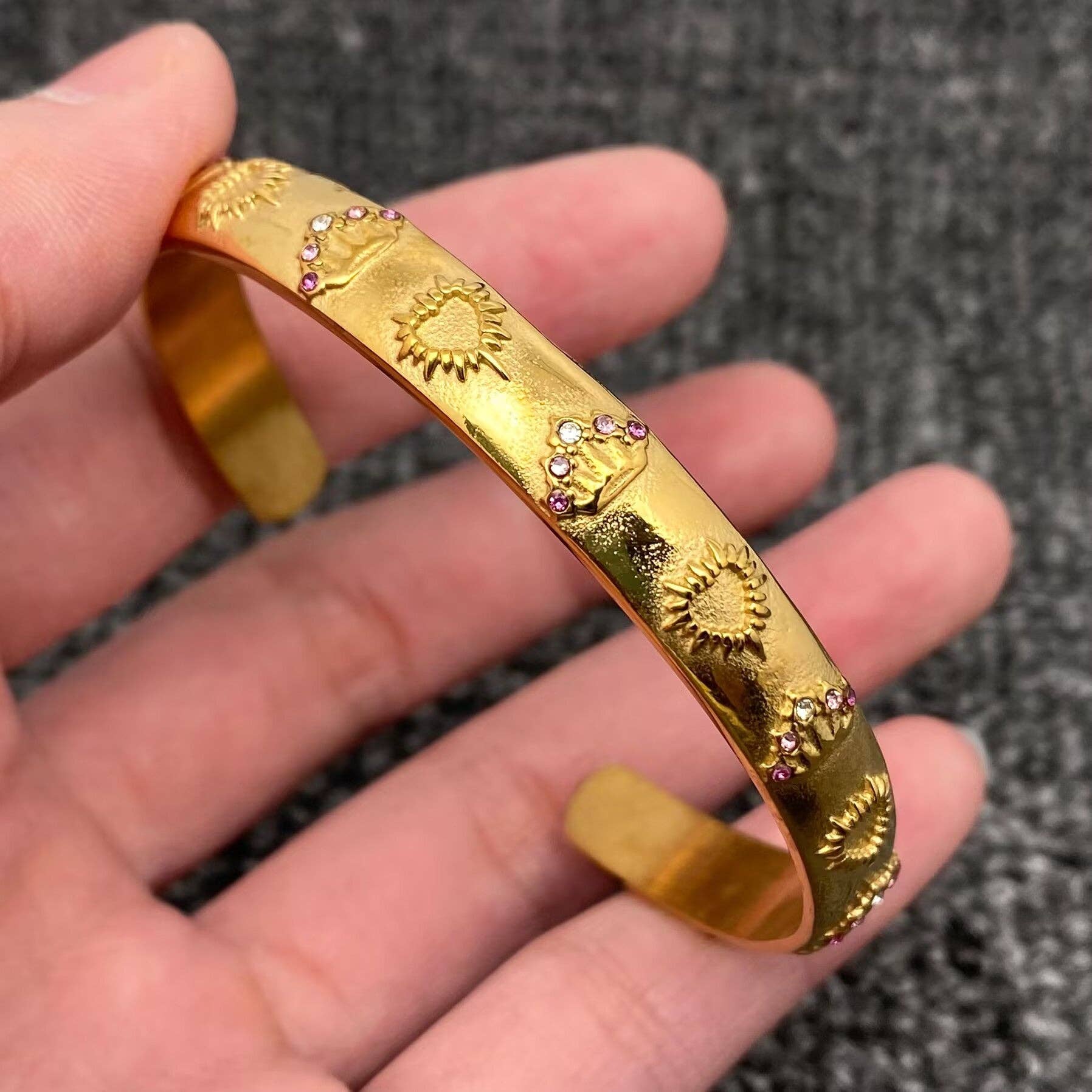 Surprise Tarot Style 18K Gold Plated S.Steel Cuff Bangle