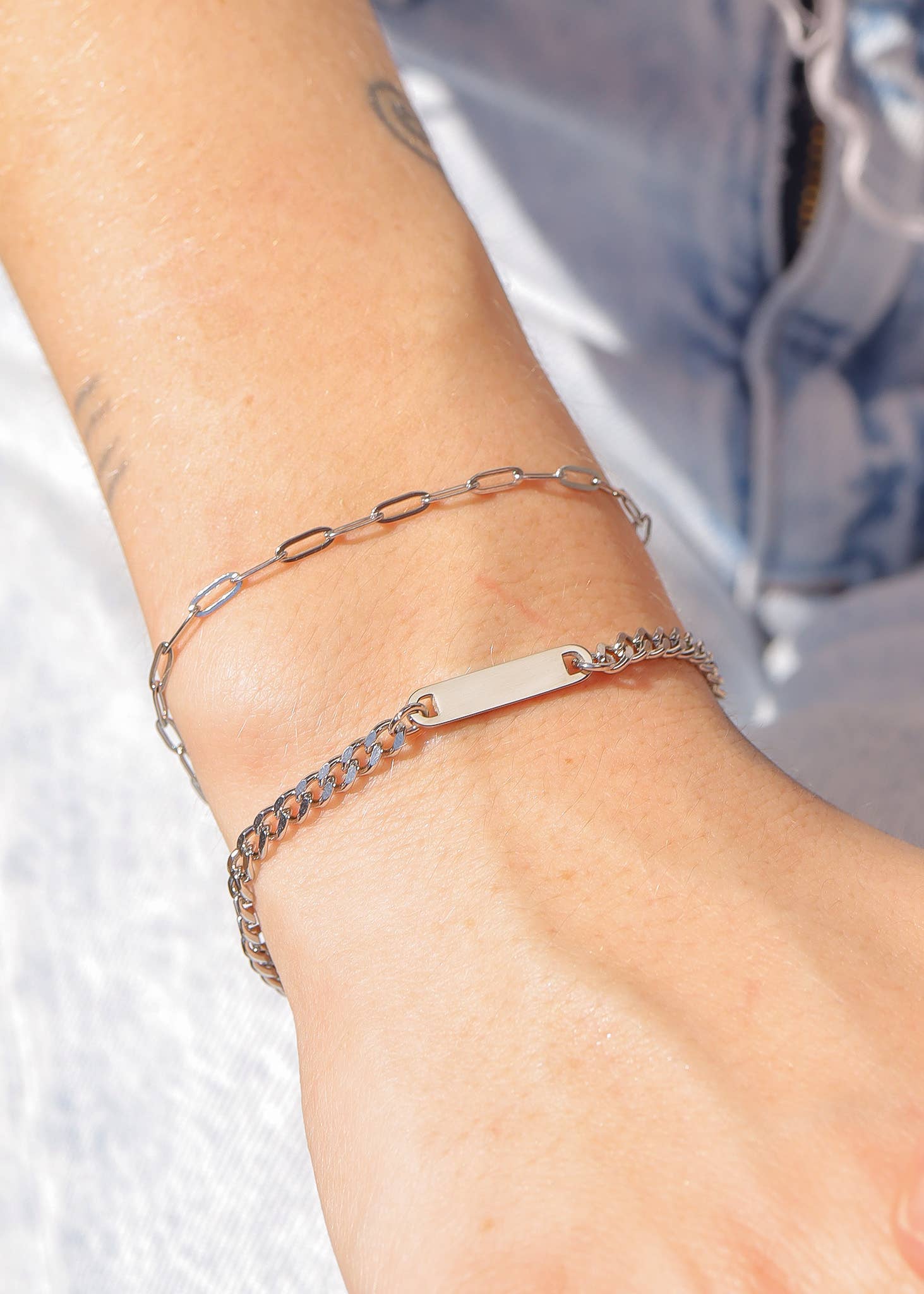 WJW - Gold Stainless Steel Paperclip Chain Bracelet + Extension