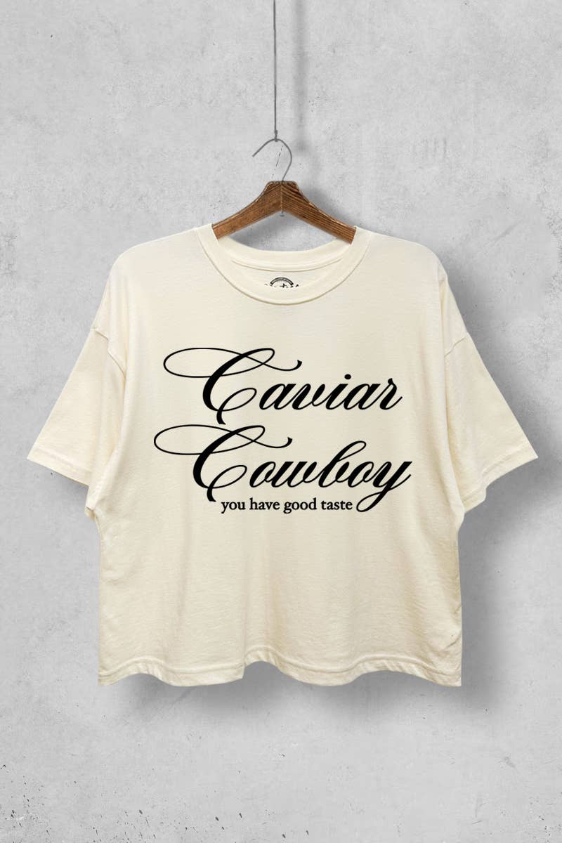 VINTAGE POINT USA - Caviar Cowboy Western Graphic Boxy Crop Top