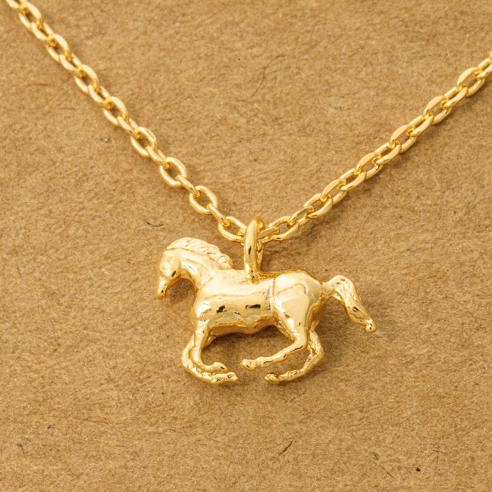 Fame Accessories - Gold Dipped Mini Horse Pendant Necklace