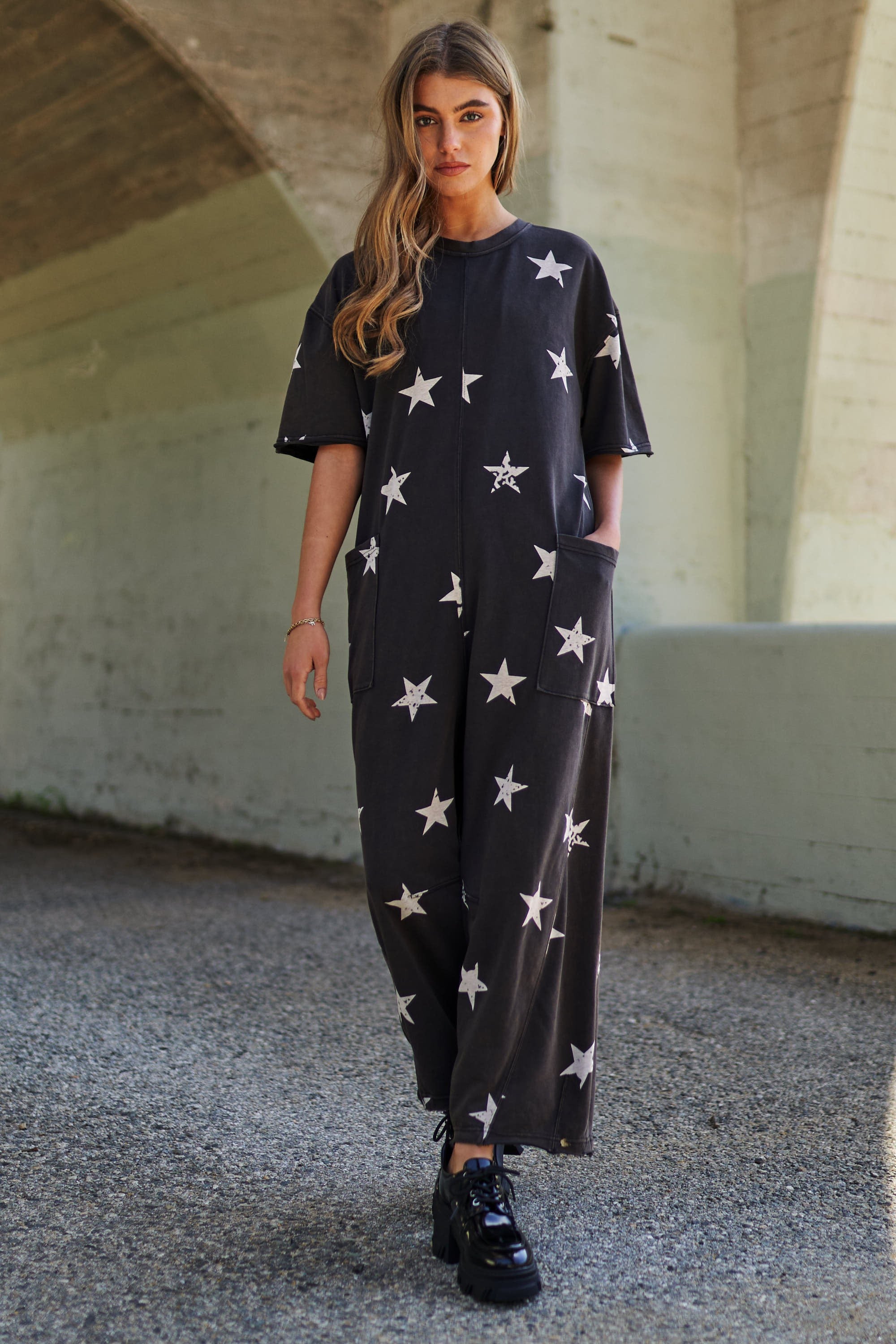 Star print washed Jumpsuit