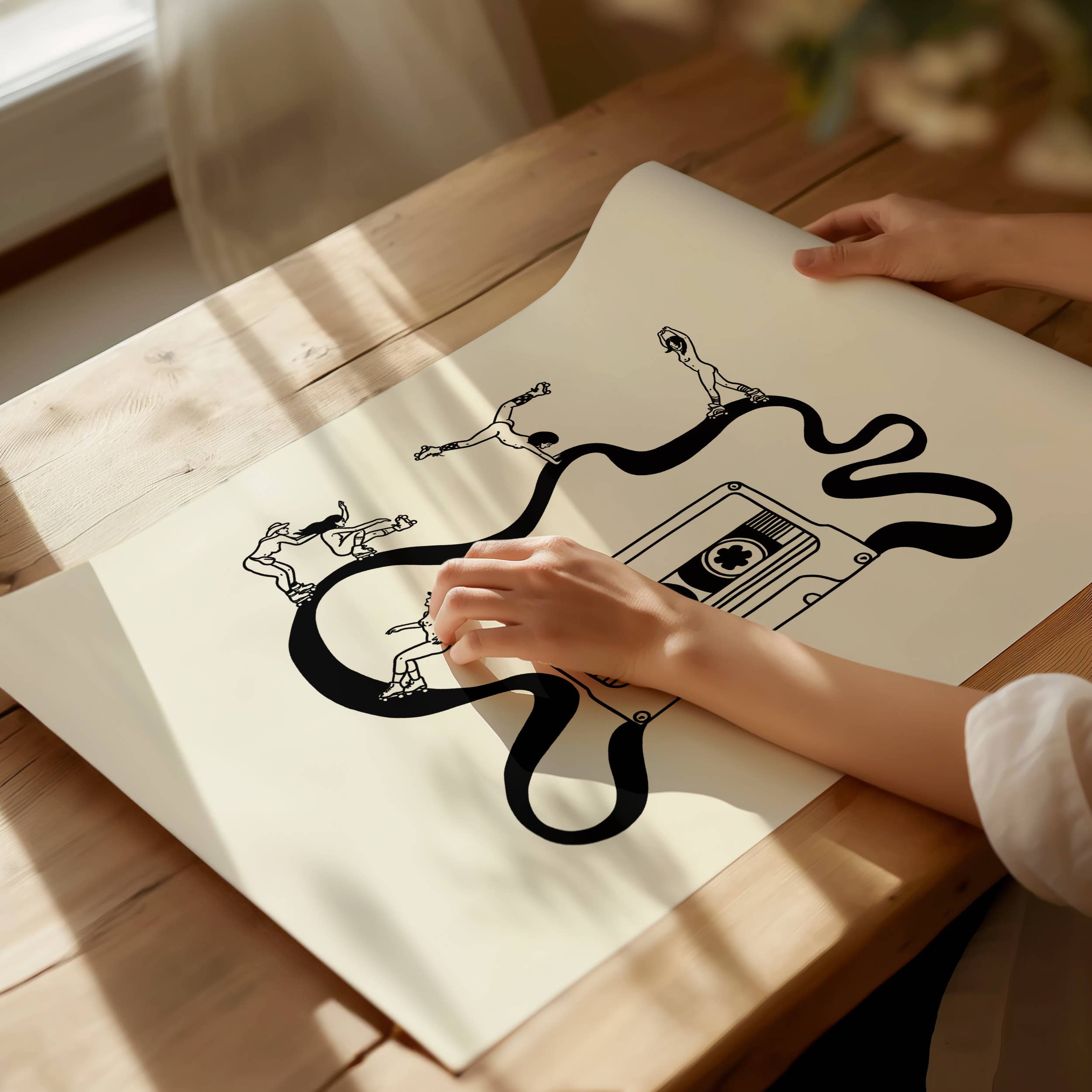 Tumbleweed Design Studio - Girls Skate Session, Retro Music Art Print