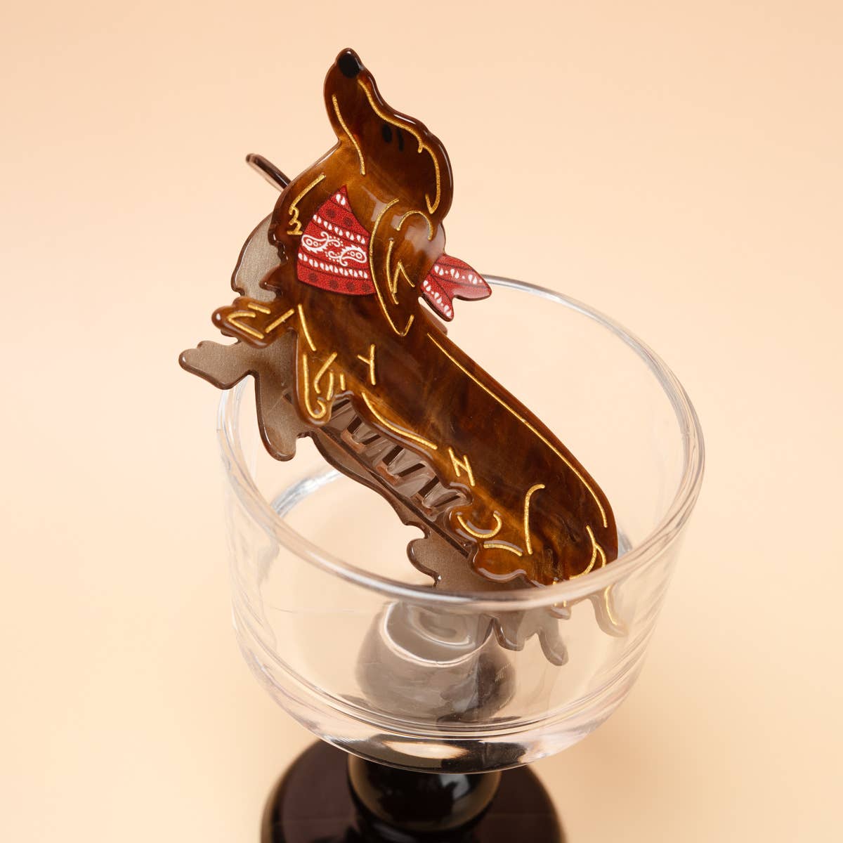 SoapElenGlen - Bandana Adorned Dachshund Hair Claw Clip