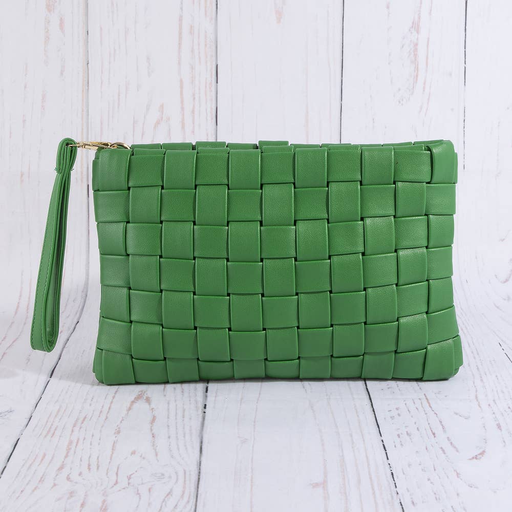 Collections by Fame Accessories - Woven Vegan Leather Wristlet Clutch Bag