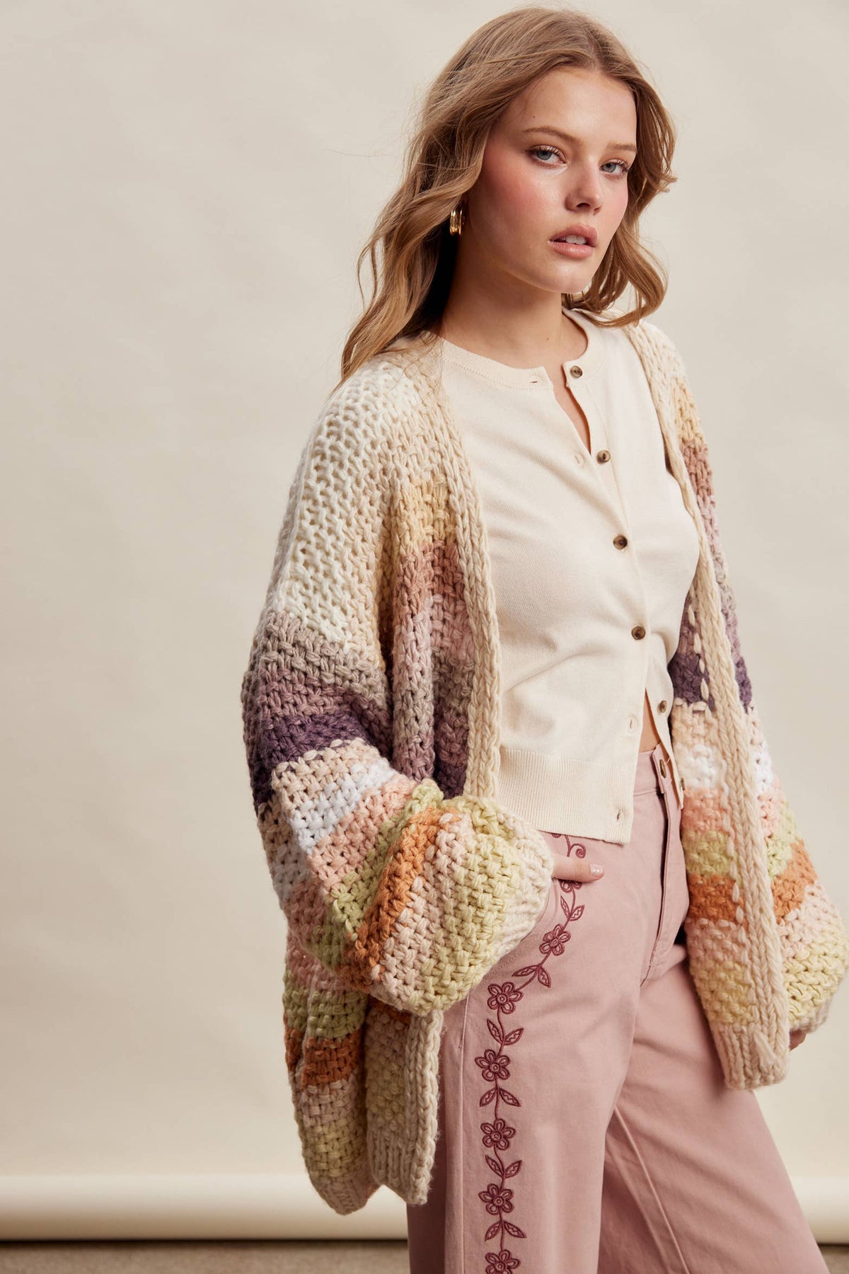 Listicle - Rainbow Hand-Crochet Open Cardigan LSW0620