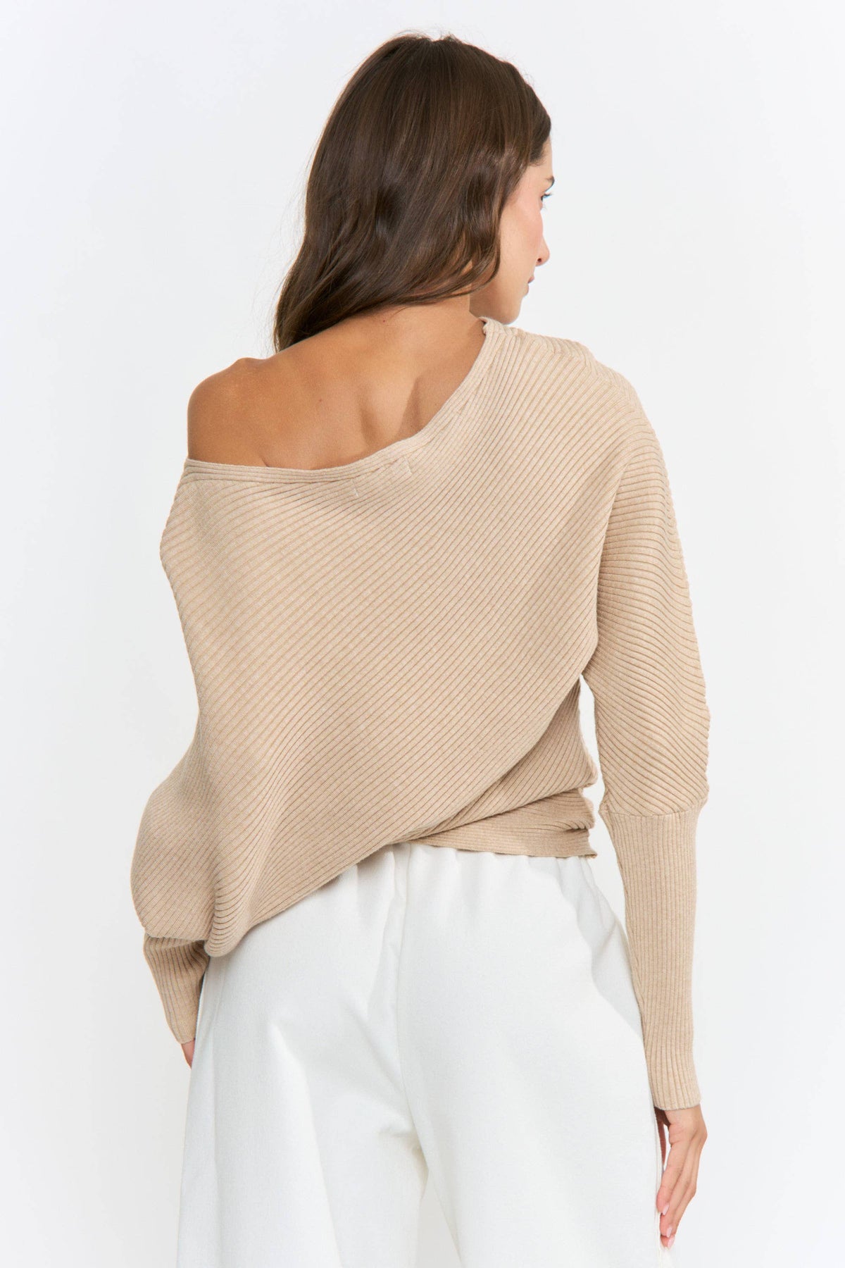 Camellia - CW10879S Ribbed Off-Shoulder Sweater