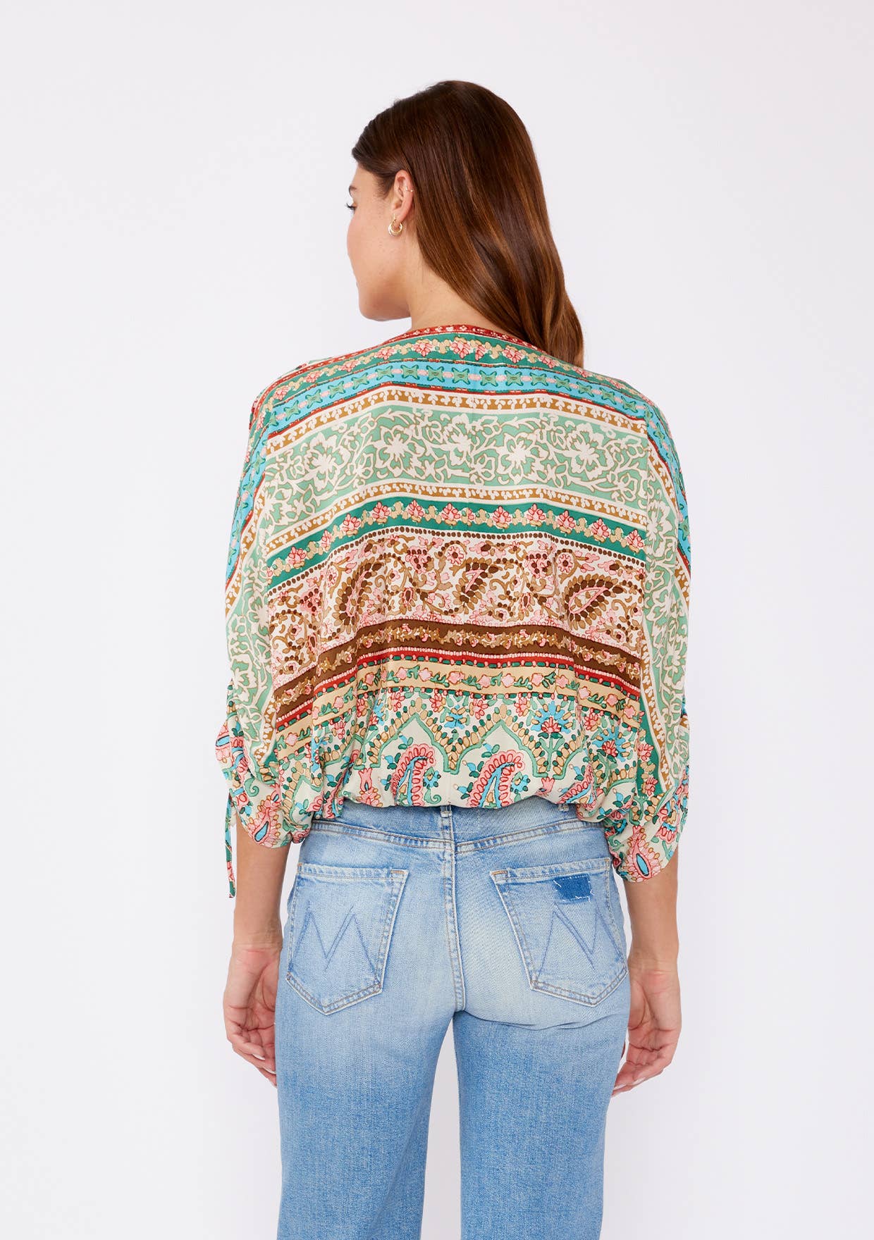 Lovestitch - Striped Paisley V-Neck Blouse