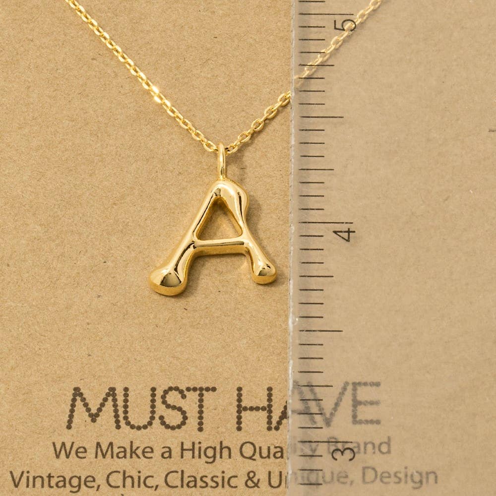 Fame Accessories - Gold Dipped Bubble Letter Pendant Necklace
