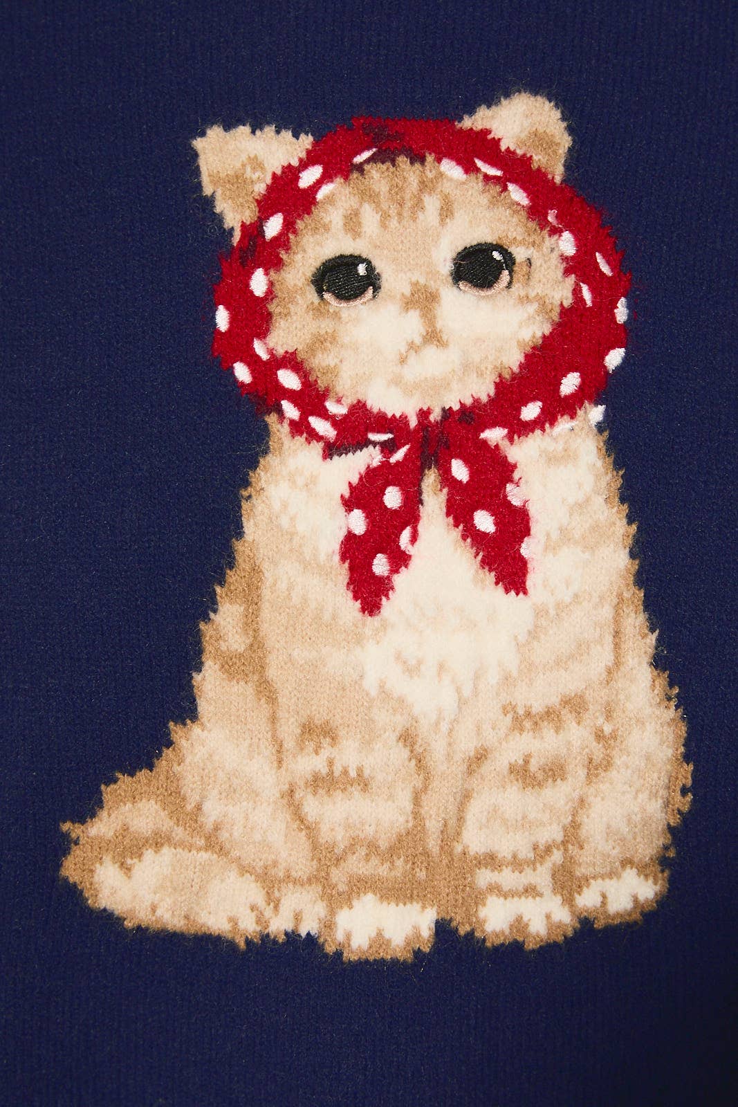 LE LIS - "CAT WITH SCARF"GRAPHIC CREW NECK OVERSIZED SWEATER