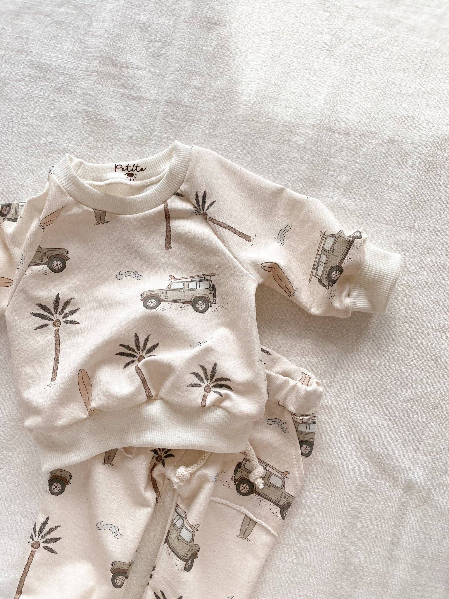 PETITE EvelinaApparel - Baby cotton sweatshirt / cars & palm