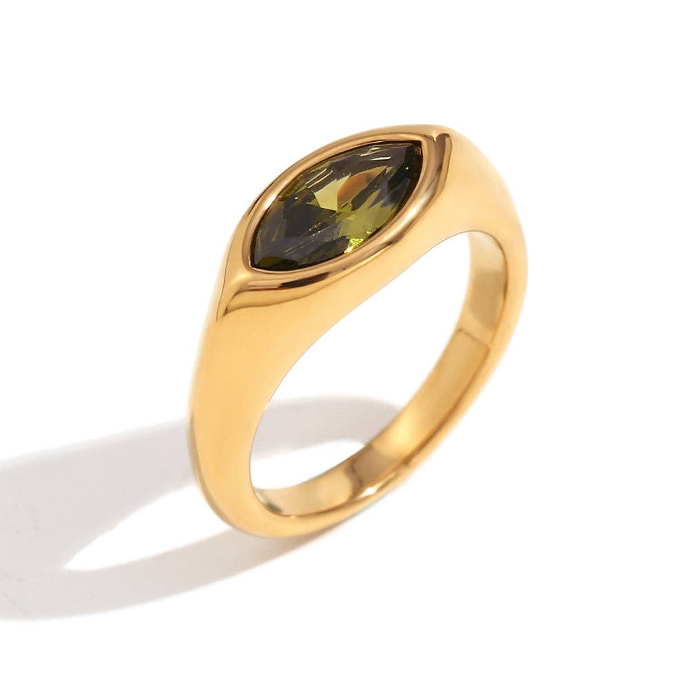 Mio Queena - FGS - Horse Eye Zircon 18K Gold Plated Stainless Steel Ring