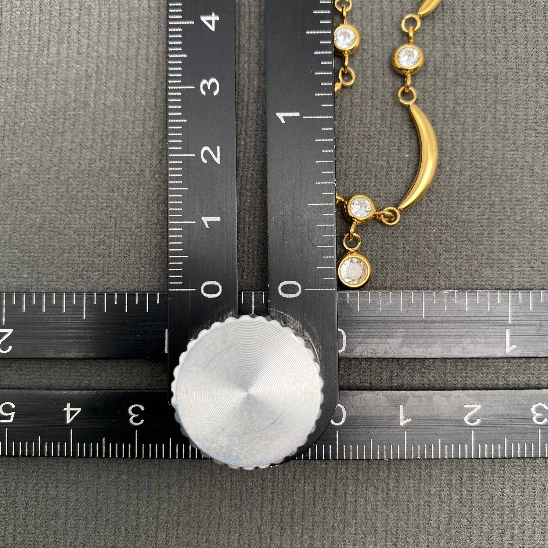 Mio Queena - Moon & Zircon Linked 18K Golden S.Steel Necklace - FGS/MS