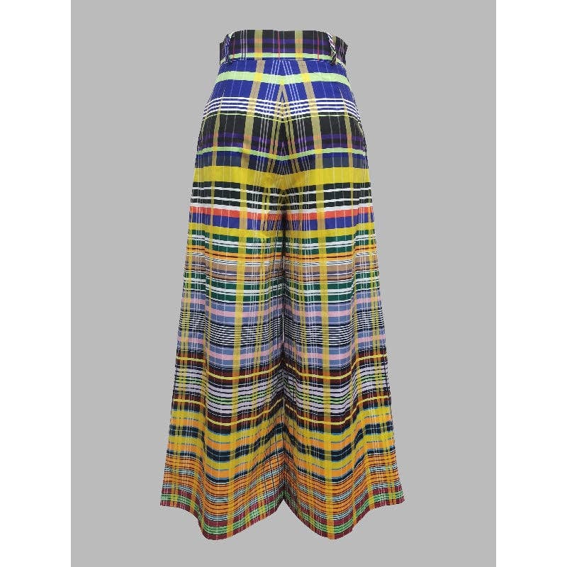 Sheer Trend - Stylish Wide Leg Checkerboard Casual Pants