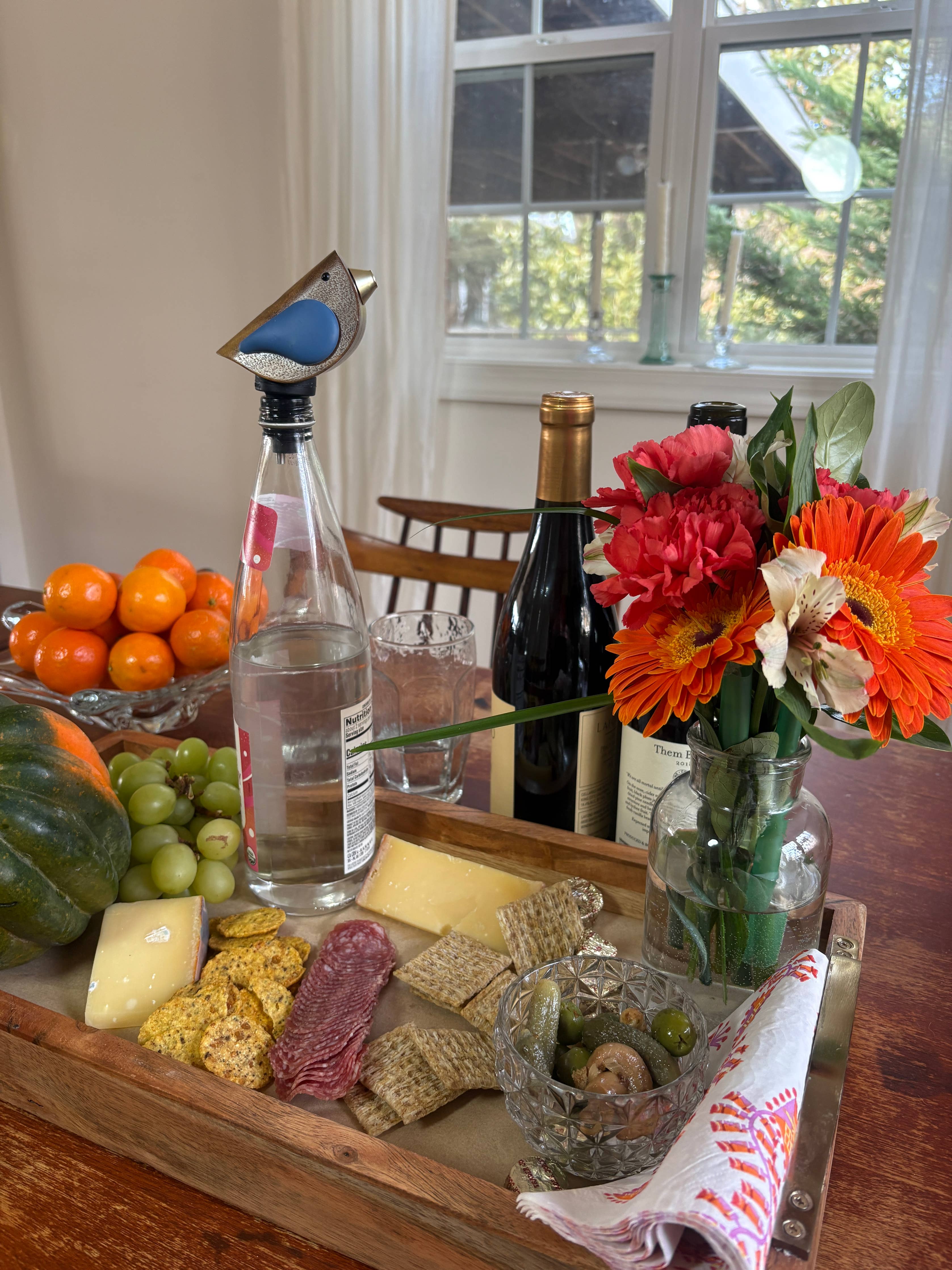 Totally Bamboo - Songbird Specialties® "Singing" Wine Bottle Pourer, Blue