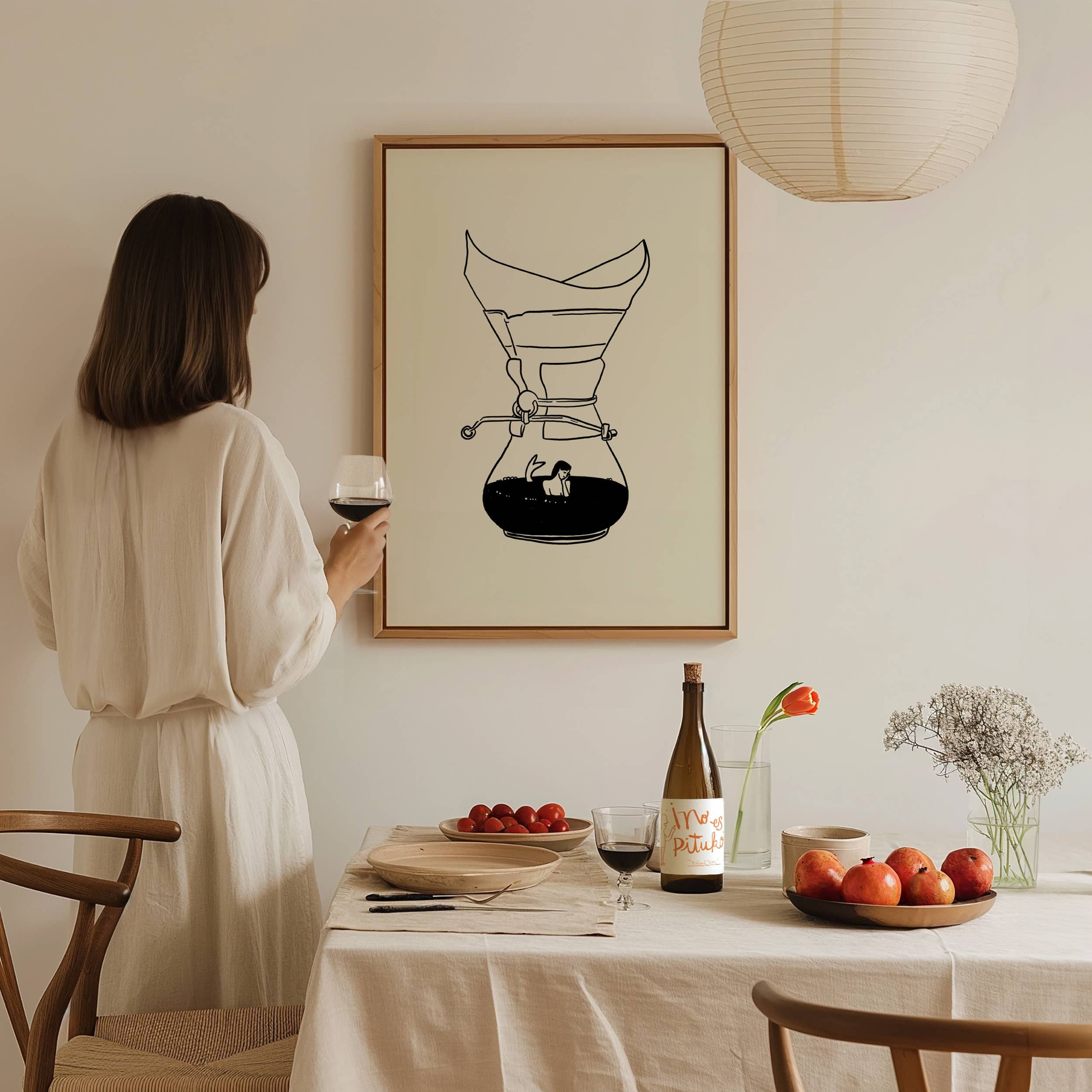 Tumbleweed Design Studio - Pour Over Coffee & Mermaid Minimal Art Print
